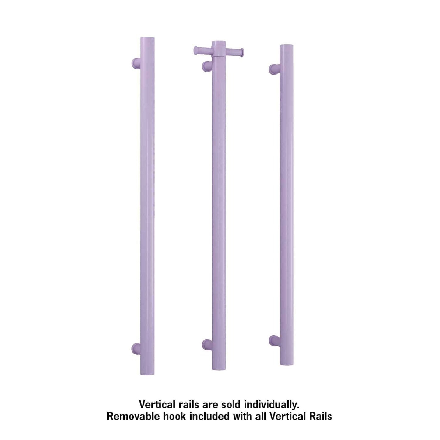 Thermorail Straight/Round 12Volt Vertical Bar 900X142X100MM 26Watts With Optional Hook - Lilac Satin - Reno Spares