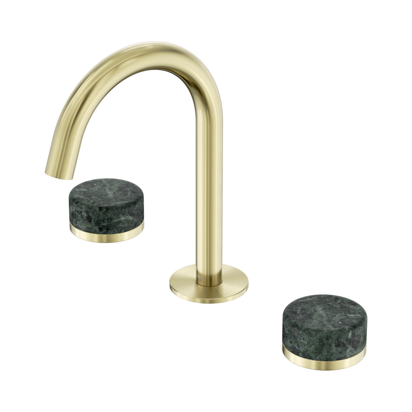 Serenity Basin Set Arc Spout With Verde Alpi Handle Brushed Gold
