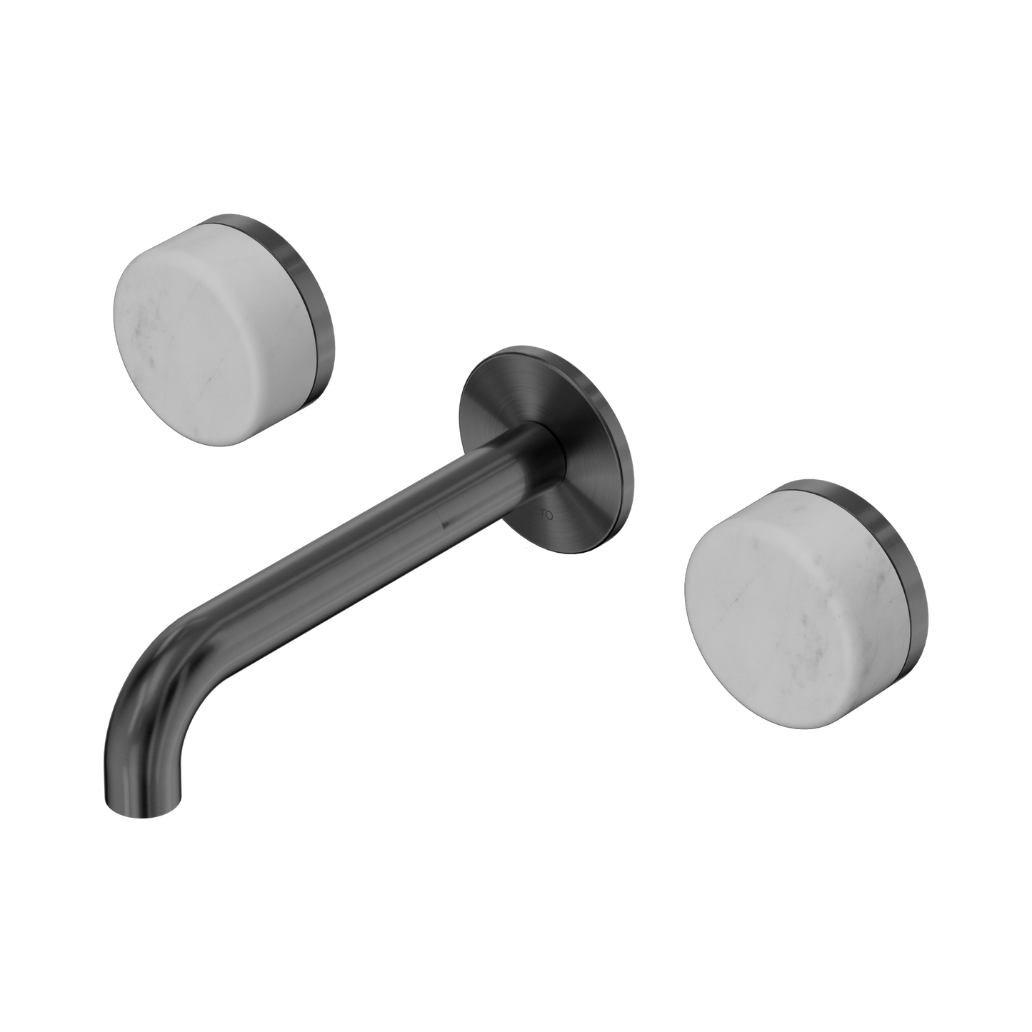 Nero Serenity Wall Basin Set 160mm Spout With Carrara Handle Gun Metal 5 Star / 5LPM
