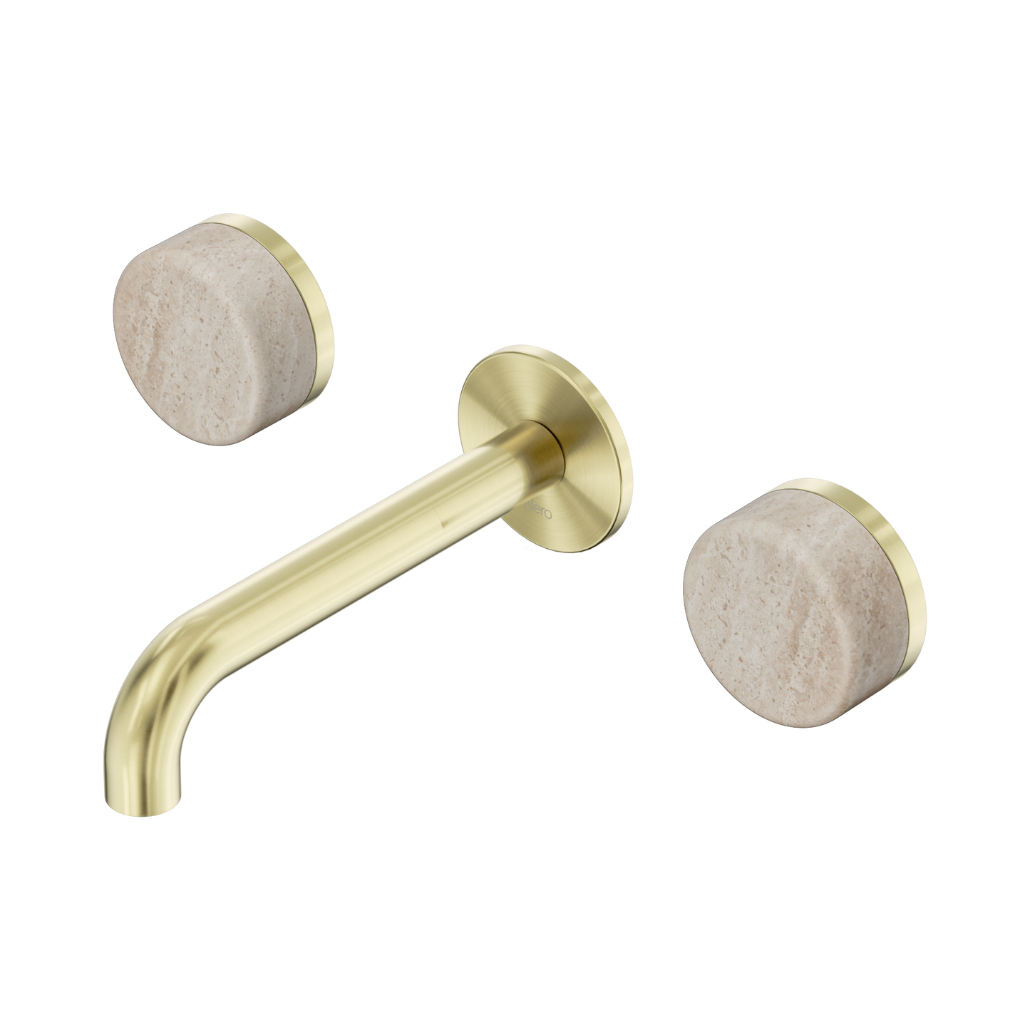 Serenity Wall Basin Set 160mm Spout With Rome Travertine Handle Brushed Gold