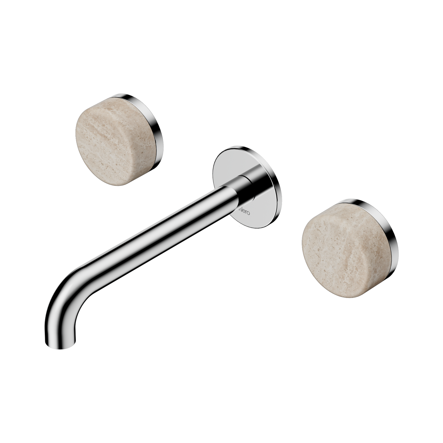 Serenity Wall Basin Set 185mm Spout With Rome Travertine Handle Chrome