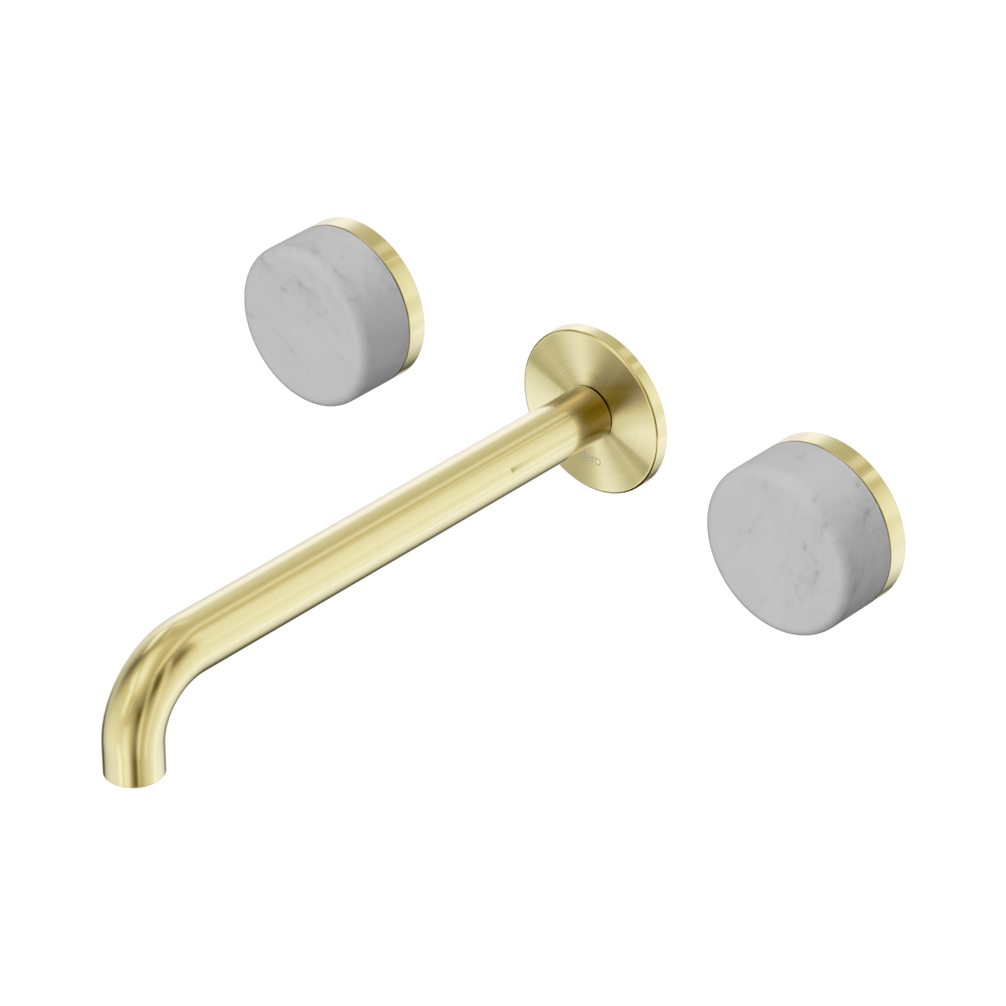 Serenity Wall Basin Set 220mm Spout With Carrara Handle Brushed Gold