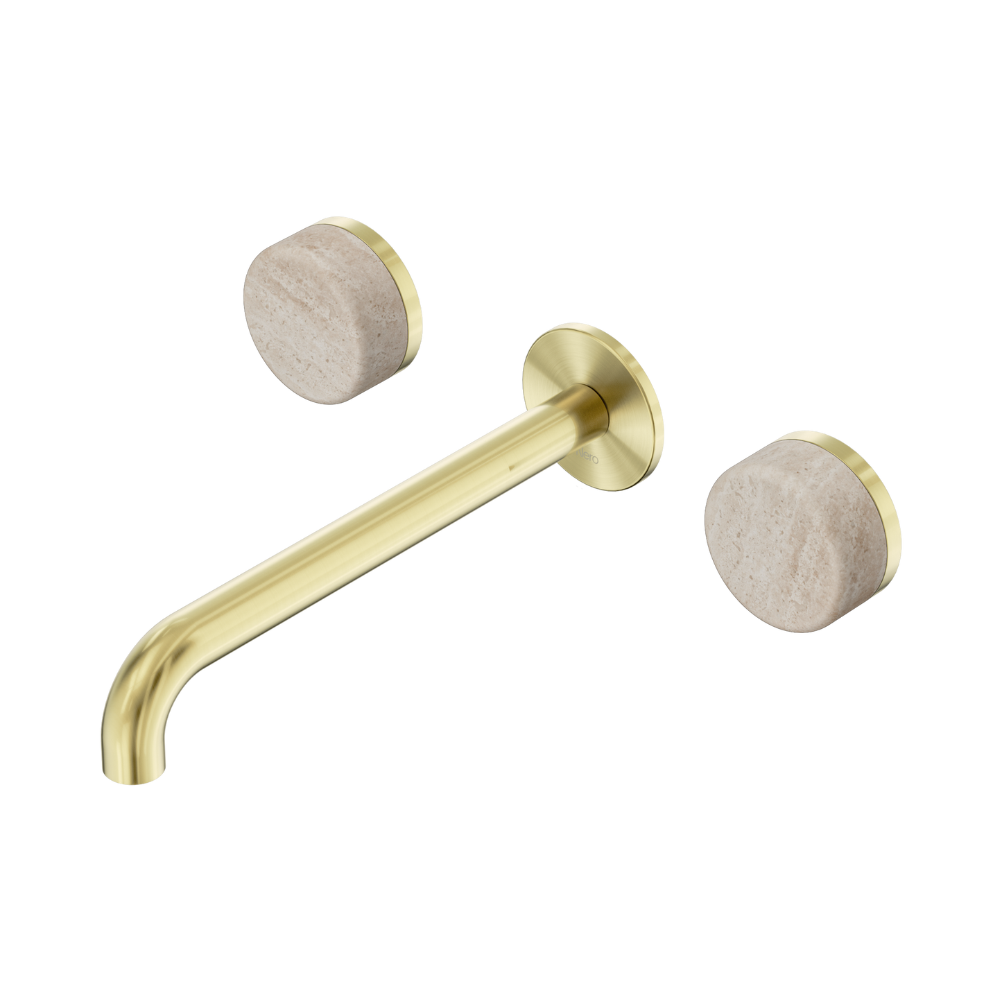 Nero Serenity 24D049BG Wall Basin Set 220mm Spout With Rome Travertine Handle Brushed 5 Star / 5LPM