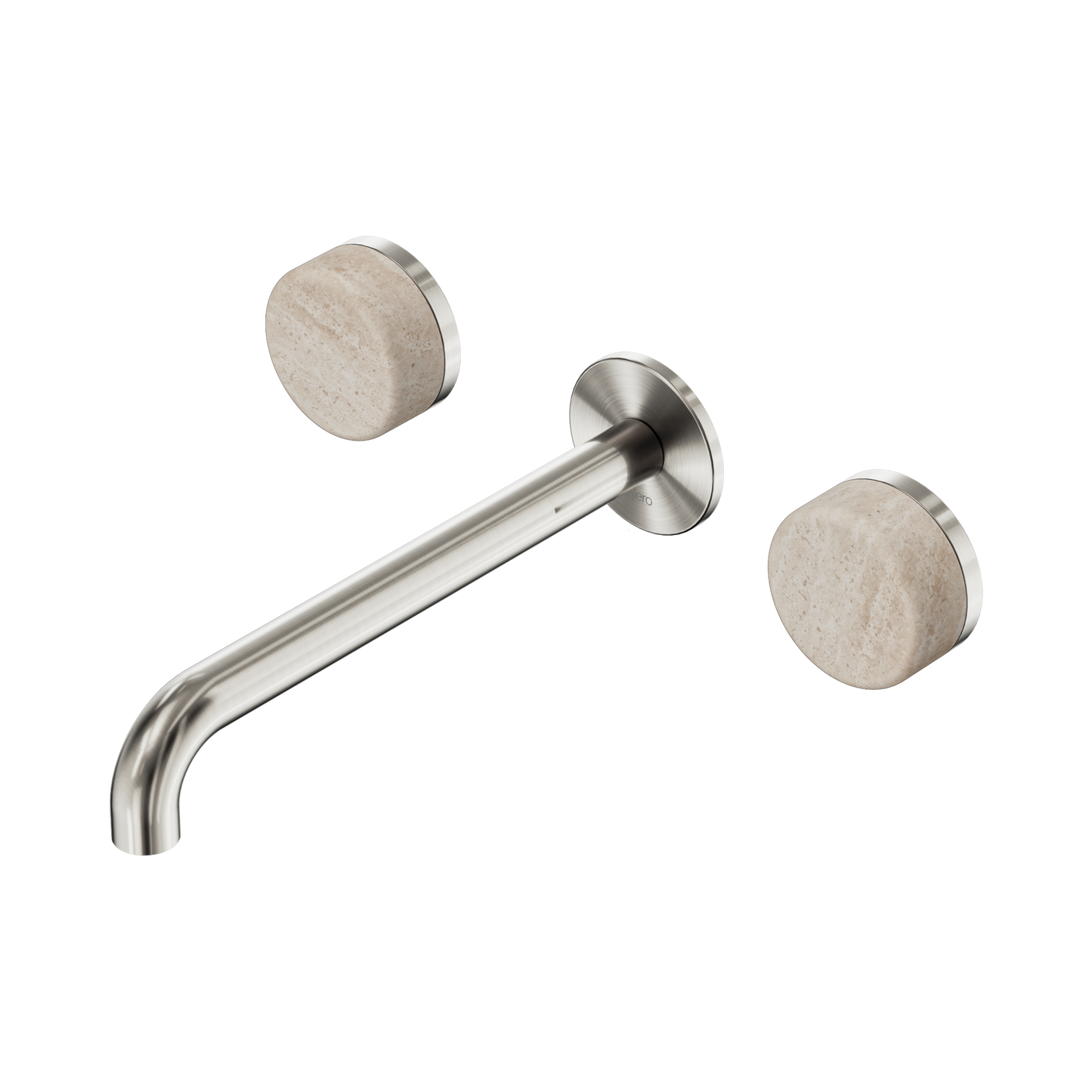 Serenity Wall Basin Set 220mm Spout With Rome Travertine Handle Brushed Nickel