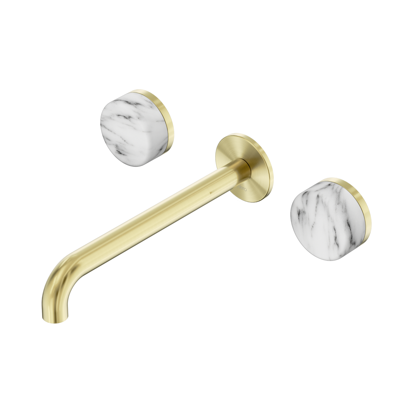 Serenity Wall Basin Set 220mm Spout With Arabescato Corchia Handle Brushed Gold
