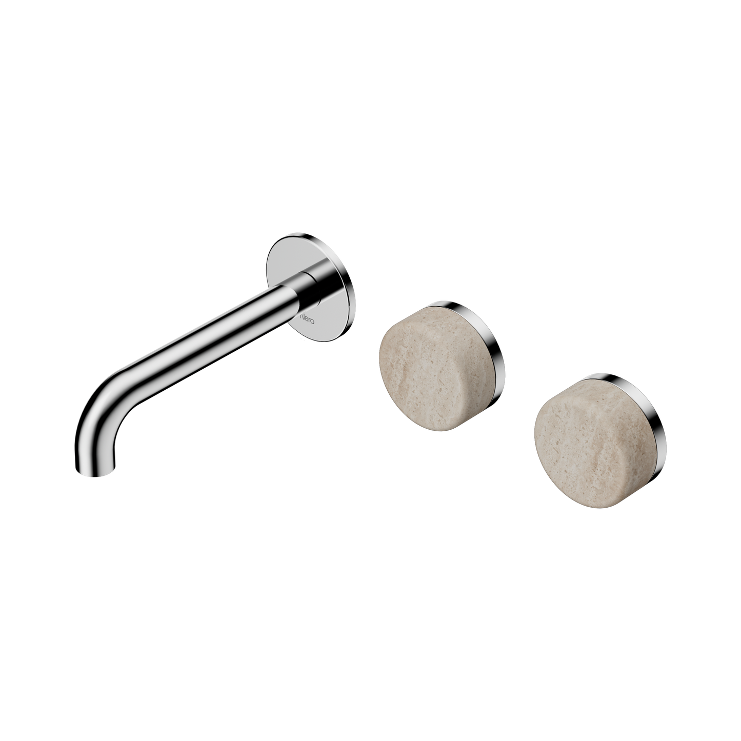 Nero Serenity 24D055CH Wall Basin Set 160mm Offset Spout With Rome Travertine Handle 5 Star / 5LPM