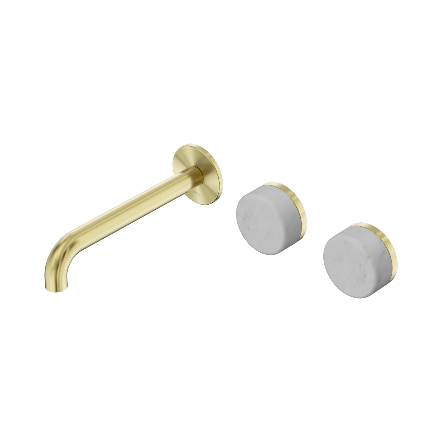 Nero Serenity 24D059BG Wall Basin Set 185mm Offset Spout With Carrara Handle Brushed 5 Star / 5LPM