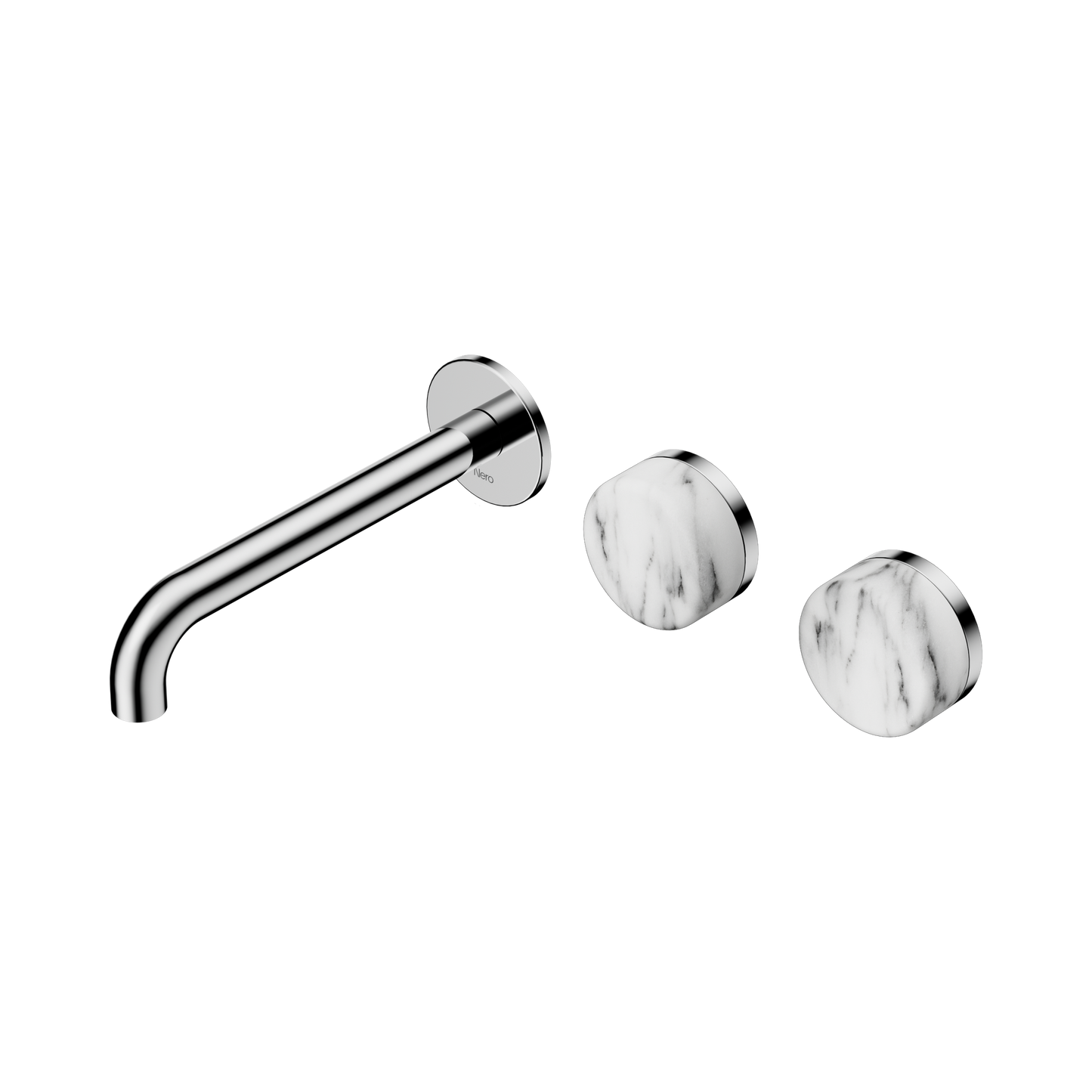 Serenity Wall Basin Set 185mm Offset Spout With Arabescato Corchia Handle Chrome