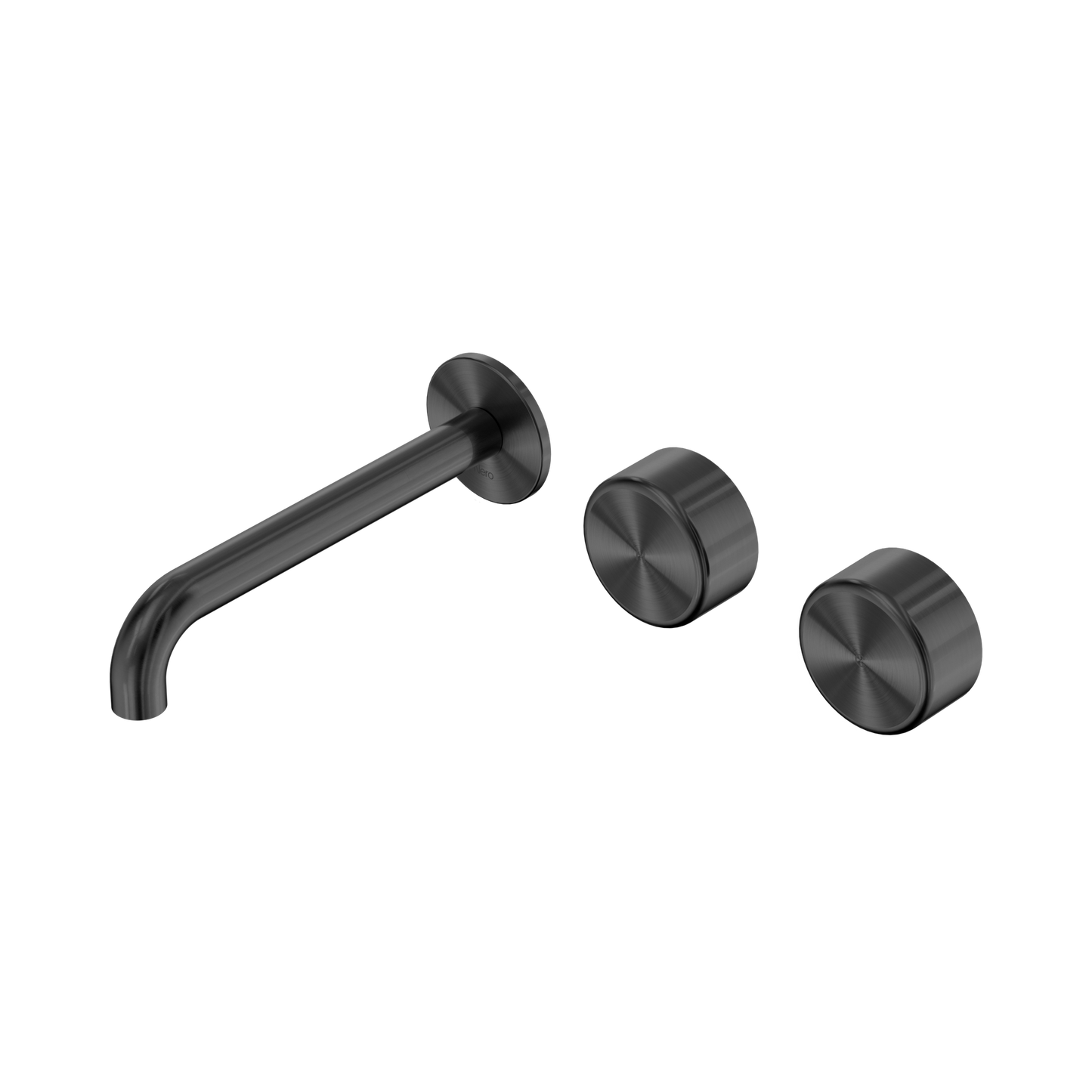 Serenity Wall Basin Set 185mm Offset Spout With Metal Handle Gun Metal