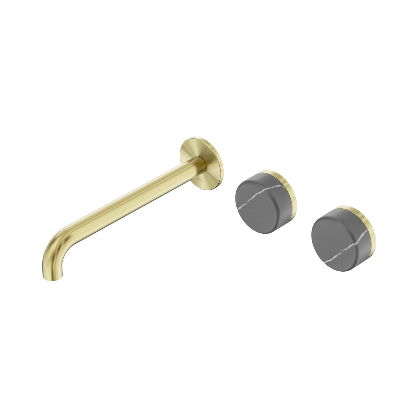 Nero Serenity 24D065BG Wall Basin Set 220mm Offset Spout With Carrara Handle Brushed 5 Star / 5LPM