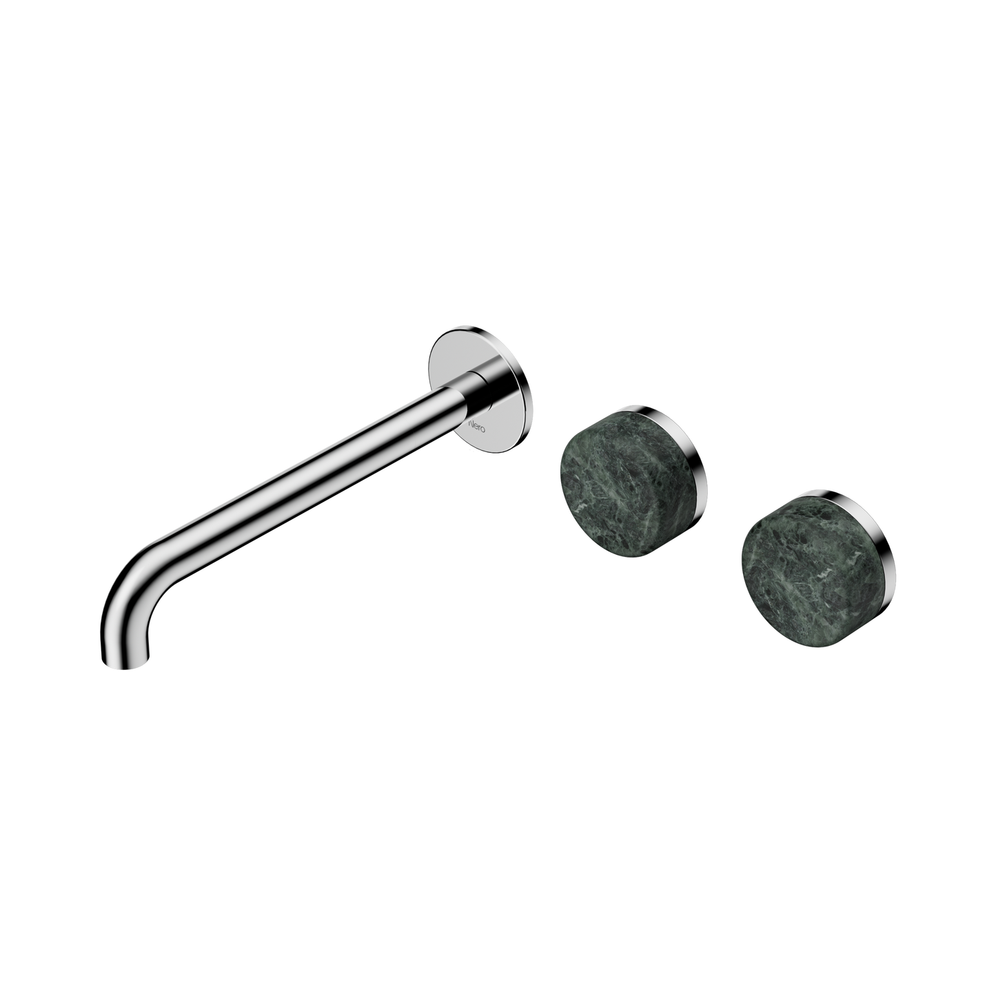 Serenity Wall Basin Set 220mm Offset Spout With Verde Alpi Handle Chrome
