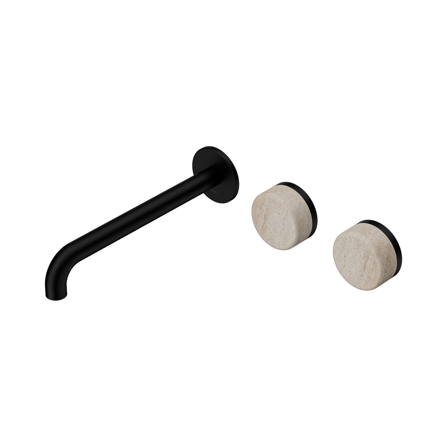 Nero Serenity 24D067MB Wall Basin Set 220mm Offset Spout With Rome Travertine Handle 5 Star / 5LPM