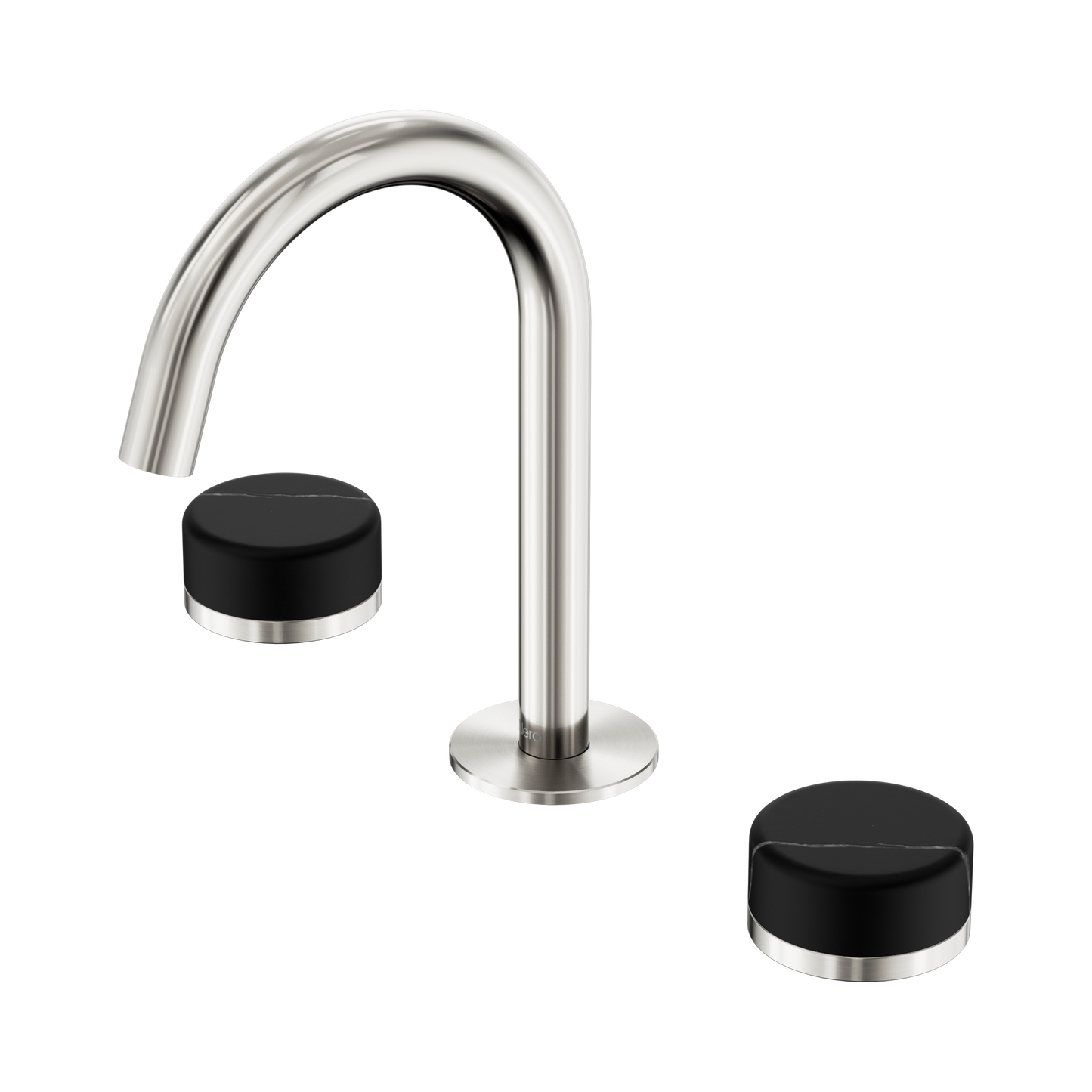 Serenity Basin Set Arc Spout With Marquina Black Handle Brushed Nickel