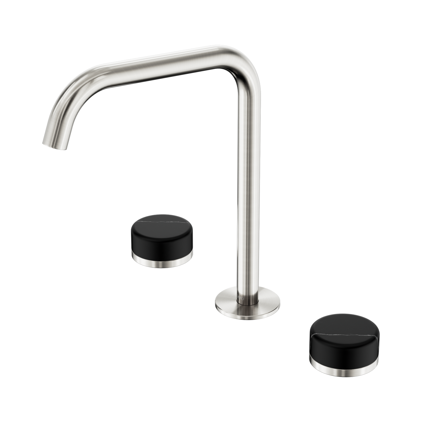 Serenity Bath/Kitchen Set Edge Spout With Marquina Black Handle Brushed Nickel