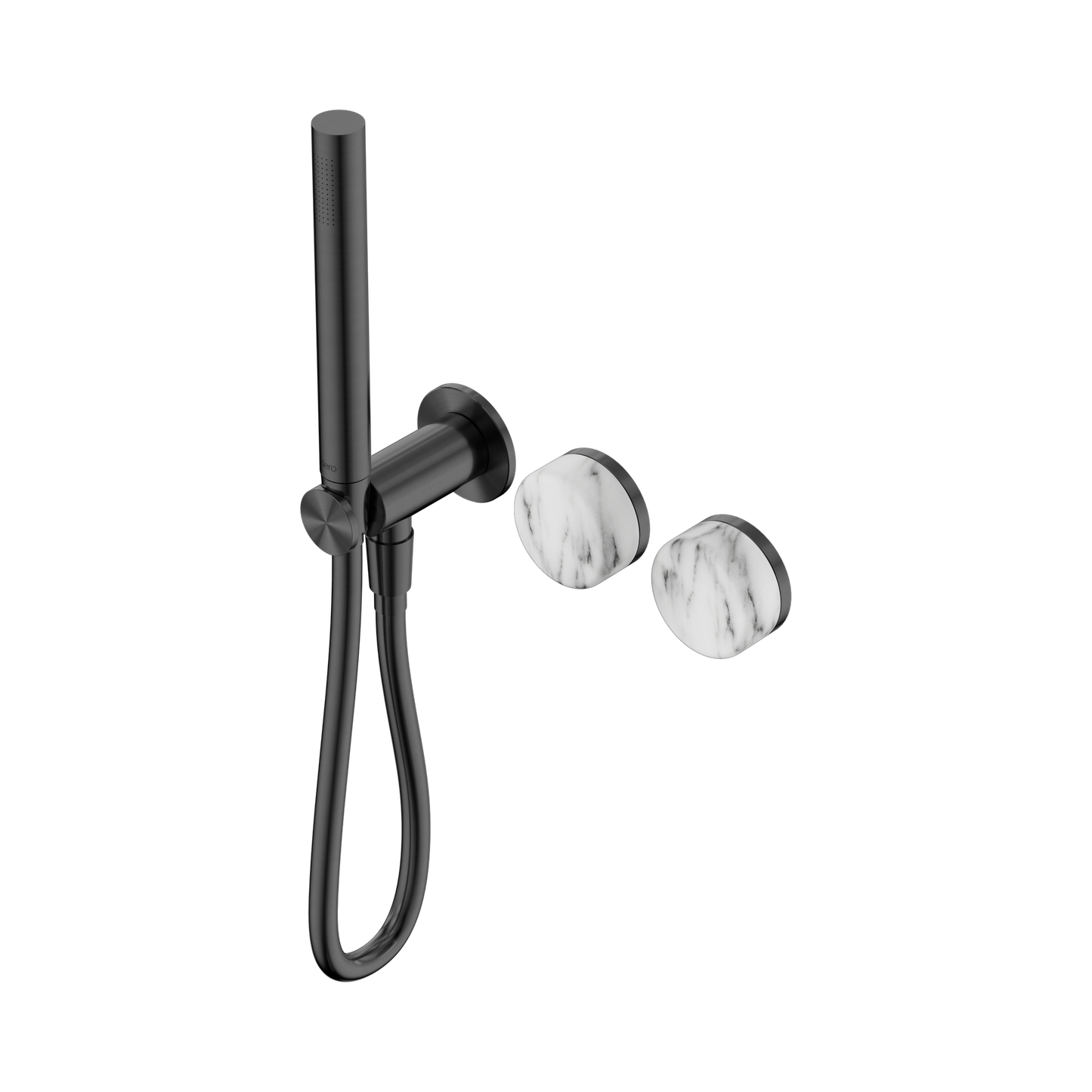Serenity Progressive Shower System With Arabescato Corchia Handle And Slim Shower Gun Metal