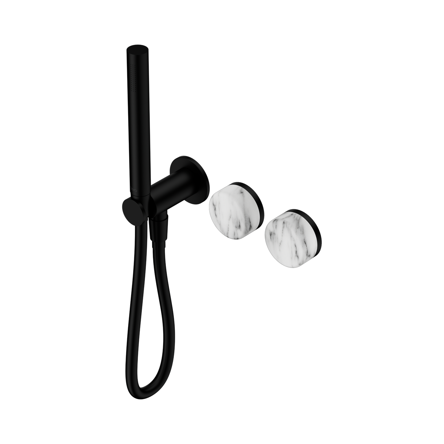 Serenity Progressive Shower System With Arabescato Corchia Handle And Slim Shower Matte Black