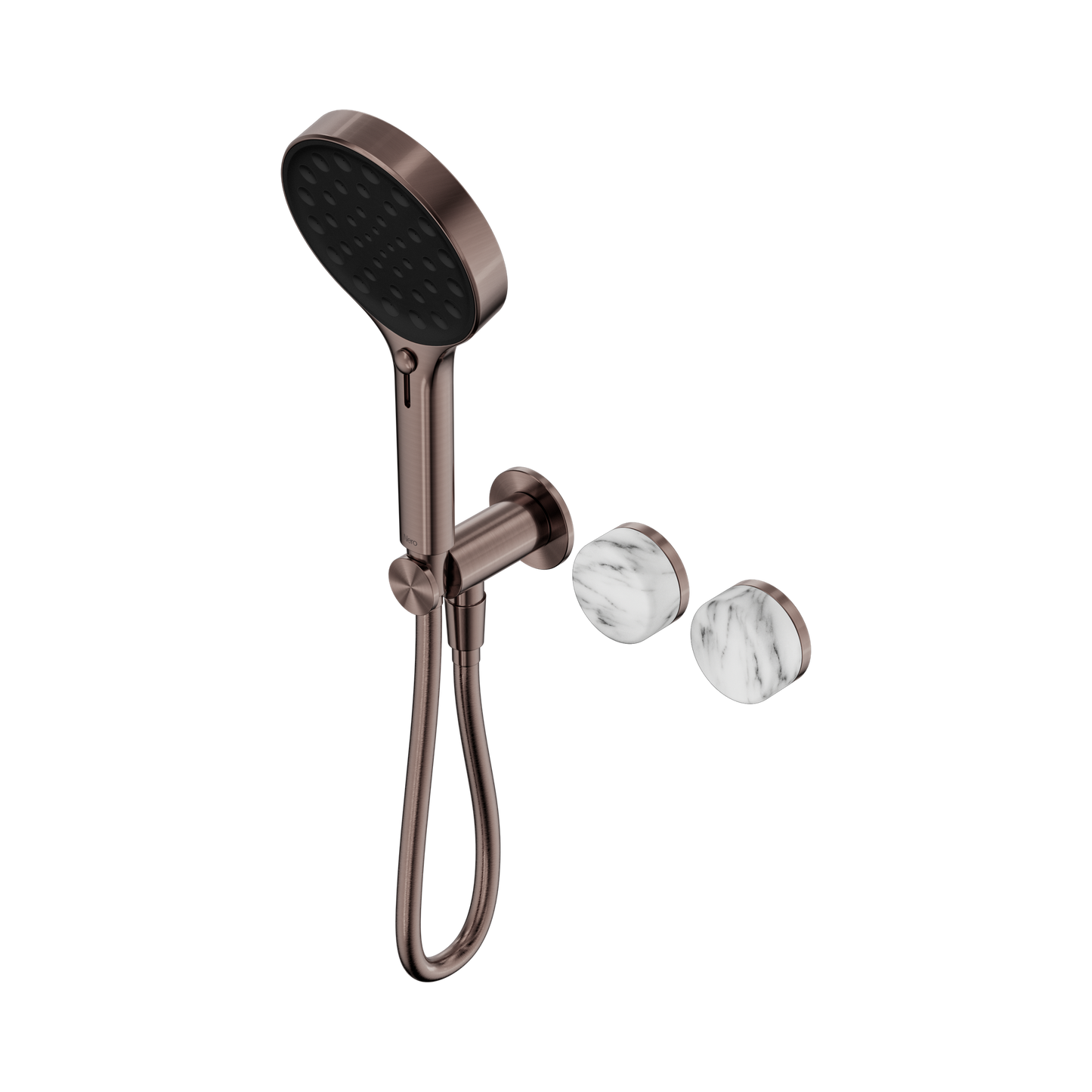 Serenity Progressive Shower System With Arabescato Corchia Handle And Serenity Hand Shower Brushed Bronze
