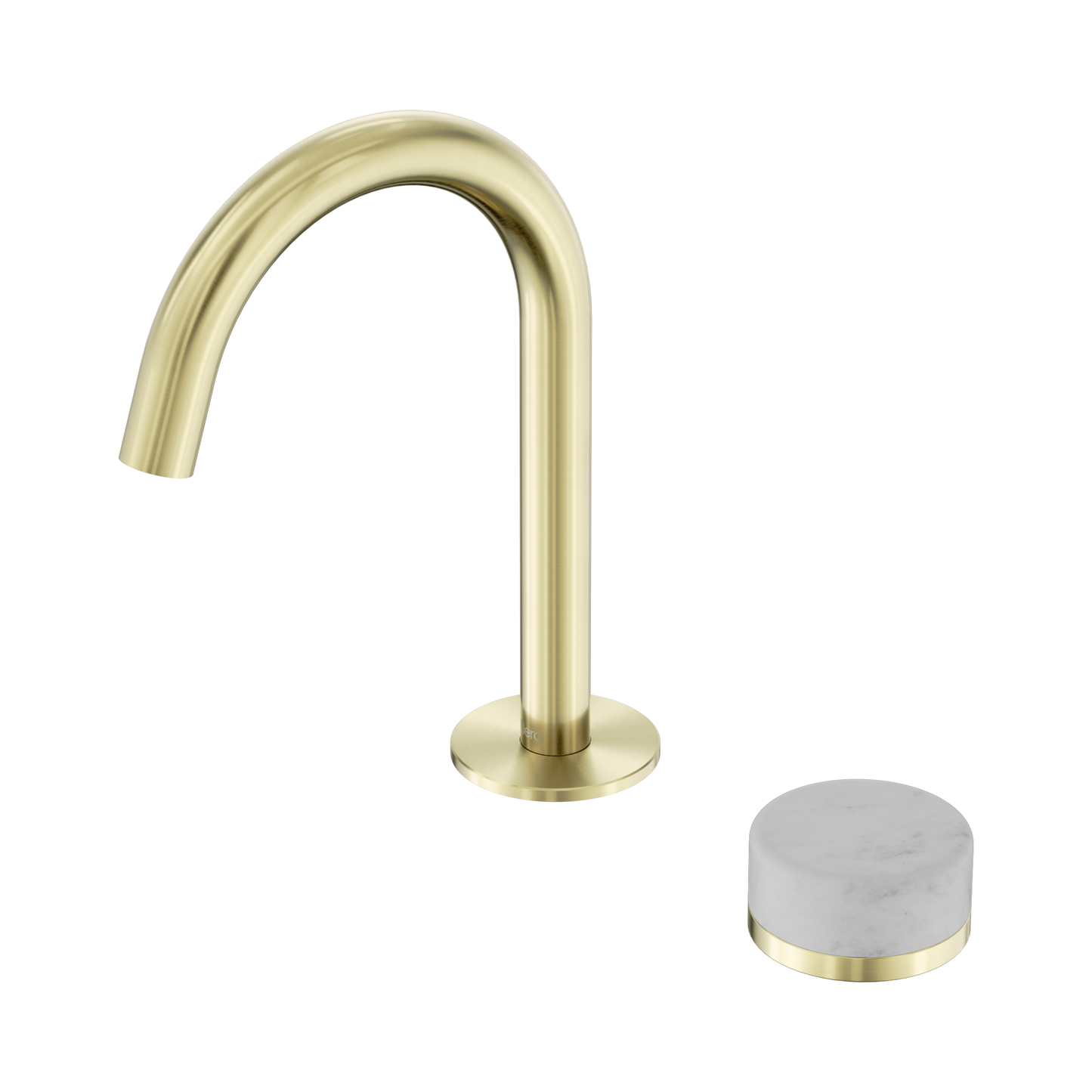Serenity Progressive Basin Mixer Arc Spout With Carrara Handle Brushed Gold