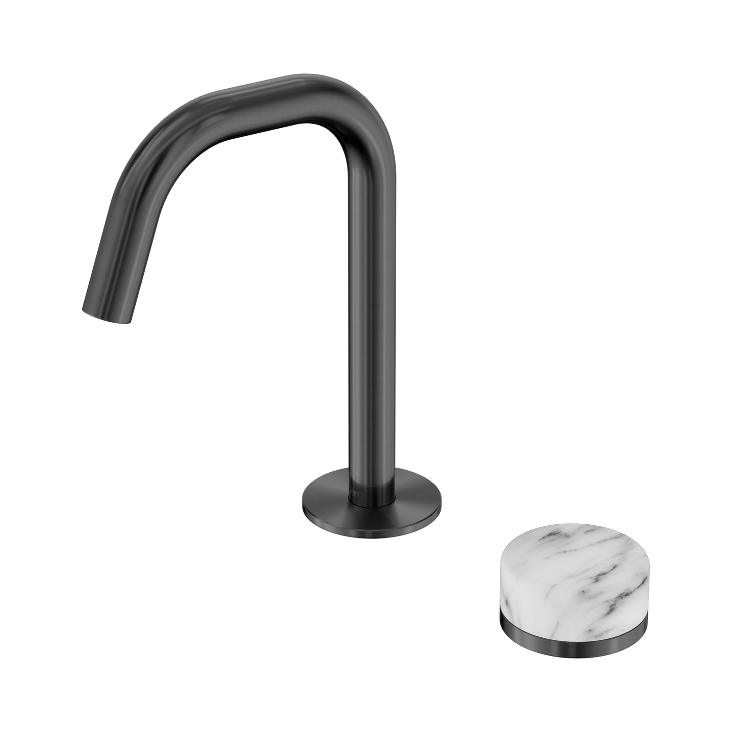 Serenity Progressive Basin Mixer Edge Spout With Arabescato Corchia Handle Gun Metal