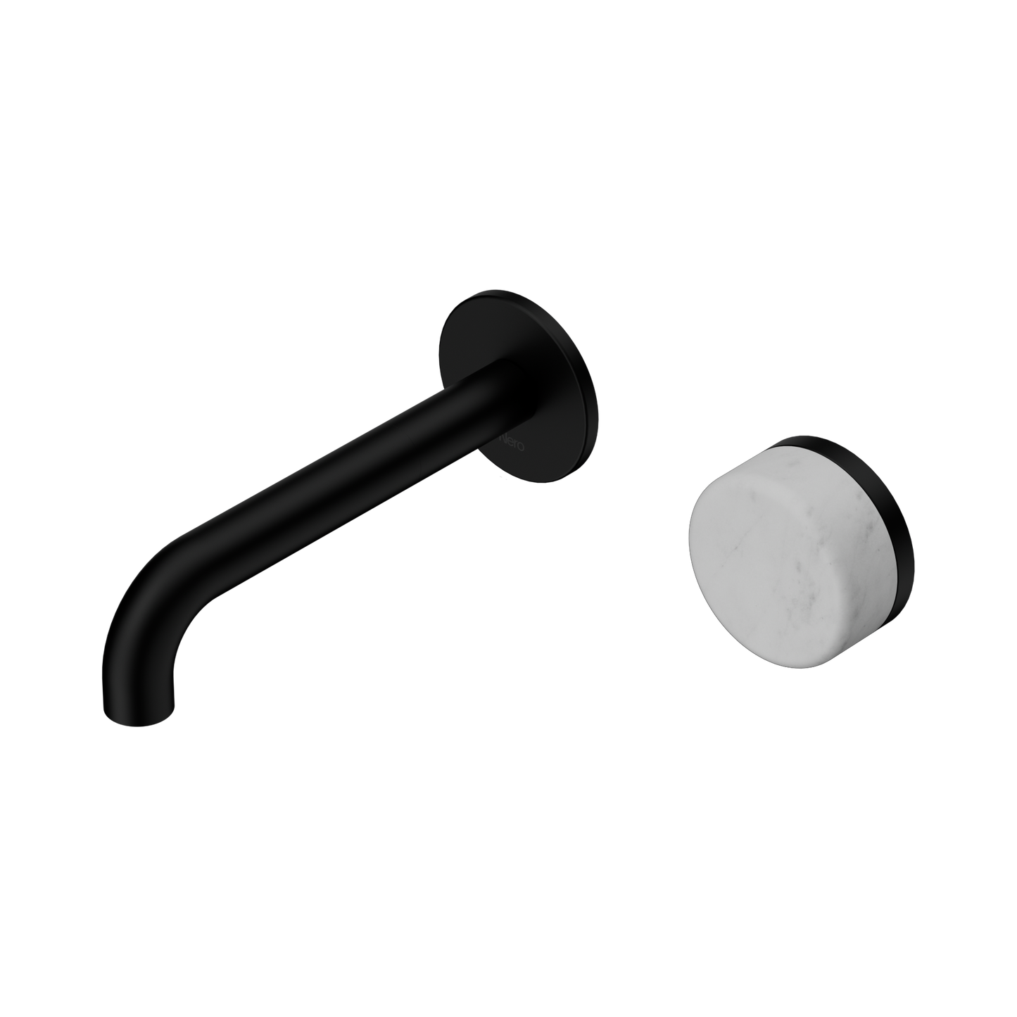 Serenity Progressive Wall Basin Mixer 160mm Spout With Carrara Handle Matte Black