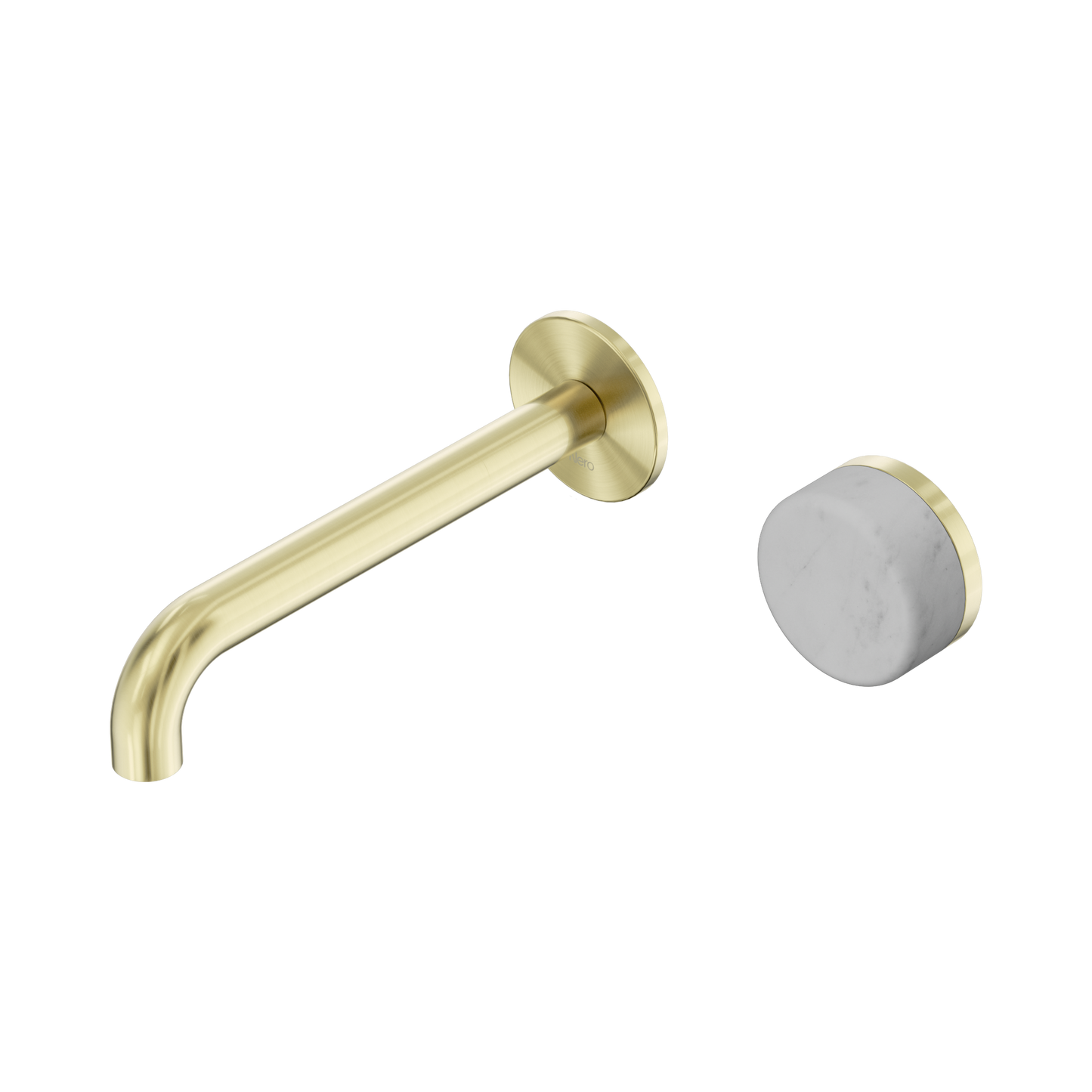 Serenity Progressive Wall Basin Mixer 185mm Spout With Carrara Handle Brushed Gold
