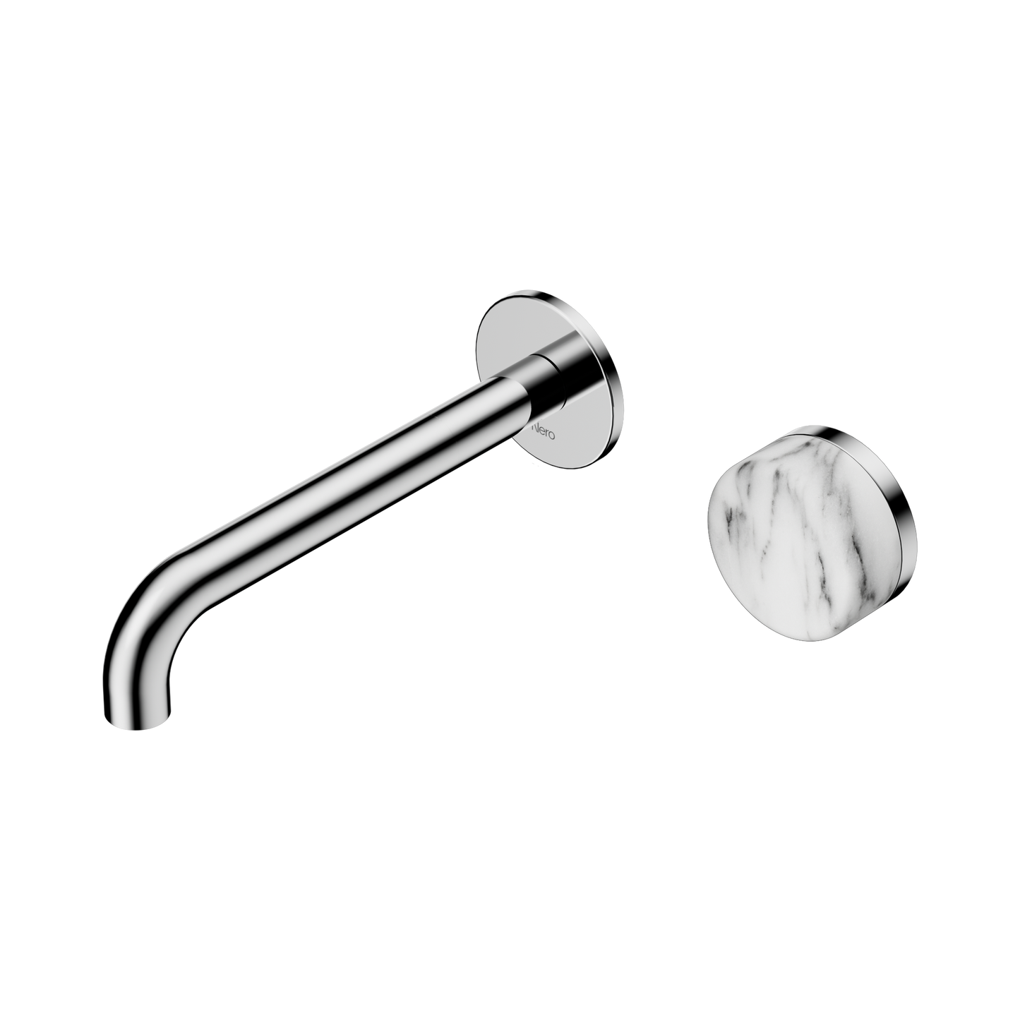 Serenity Progressive Wall Basin Mixer 185mm Spout With Arabescato Corchia Handle Chrome
