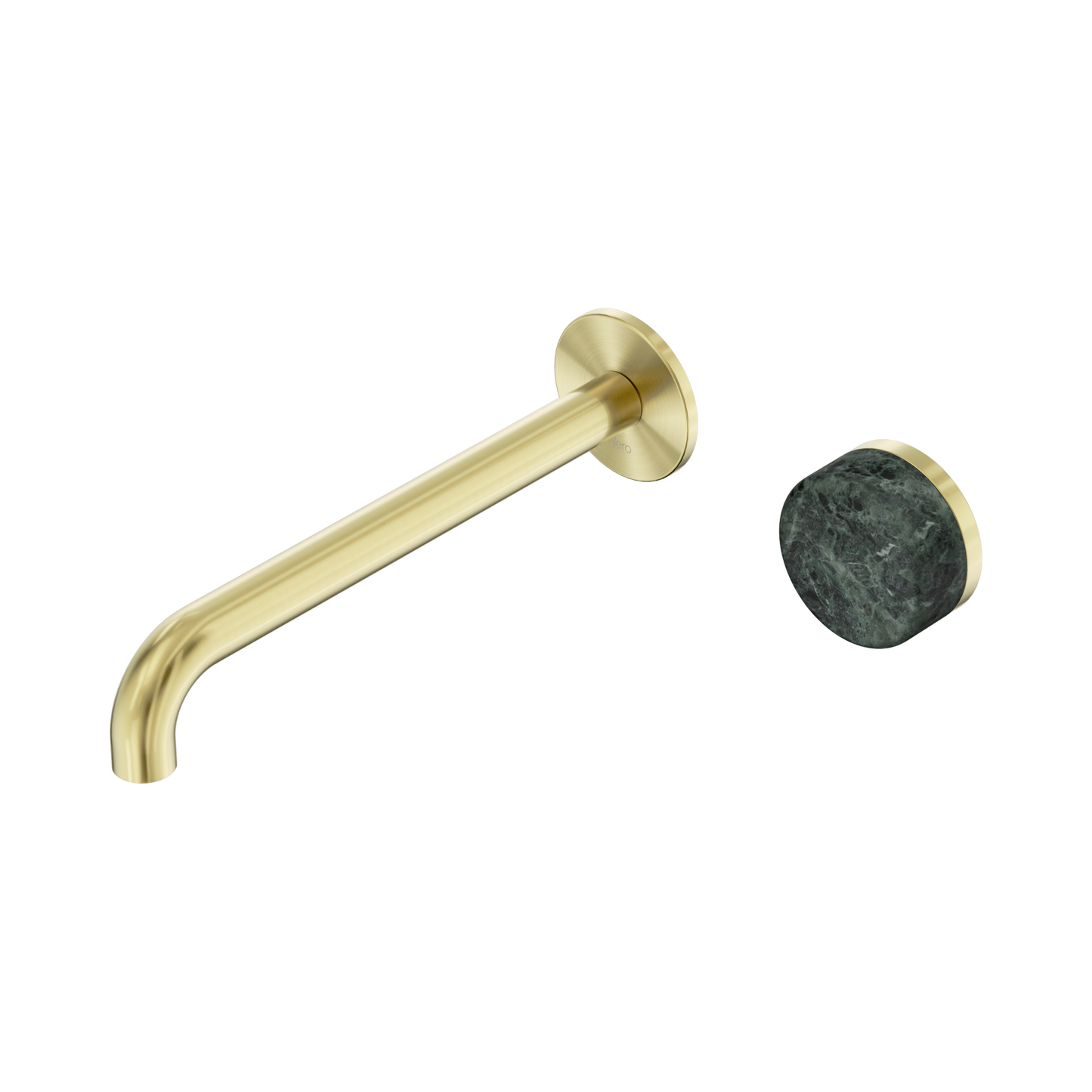 Serenity Progressive Wall Basin Mixer 220mm Spout With Verde Alpi Handle Brushed Gold