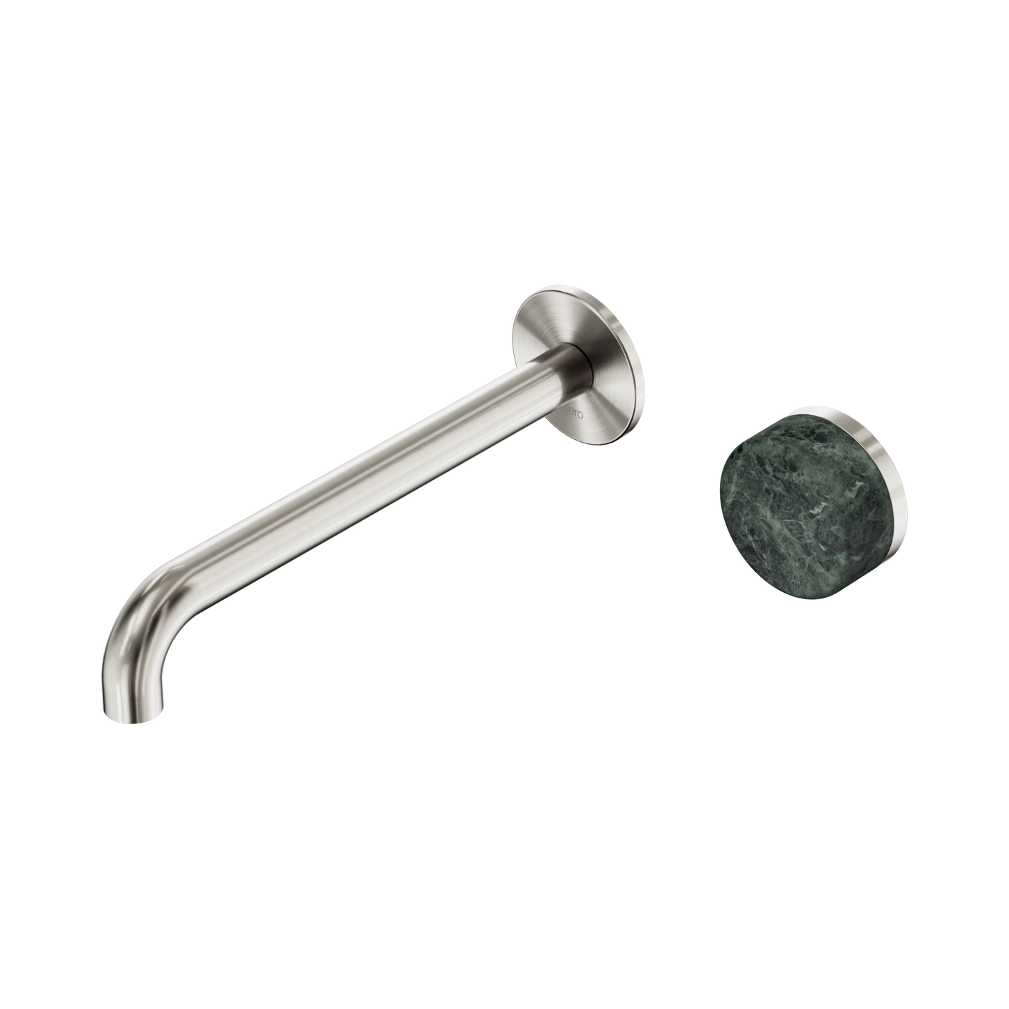 Serenity Progressive Wall Basin Mixer 220mm Spout With Verde Alpi Handle Brushed Nickel