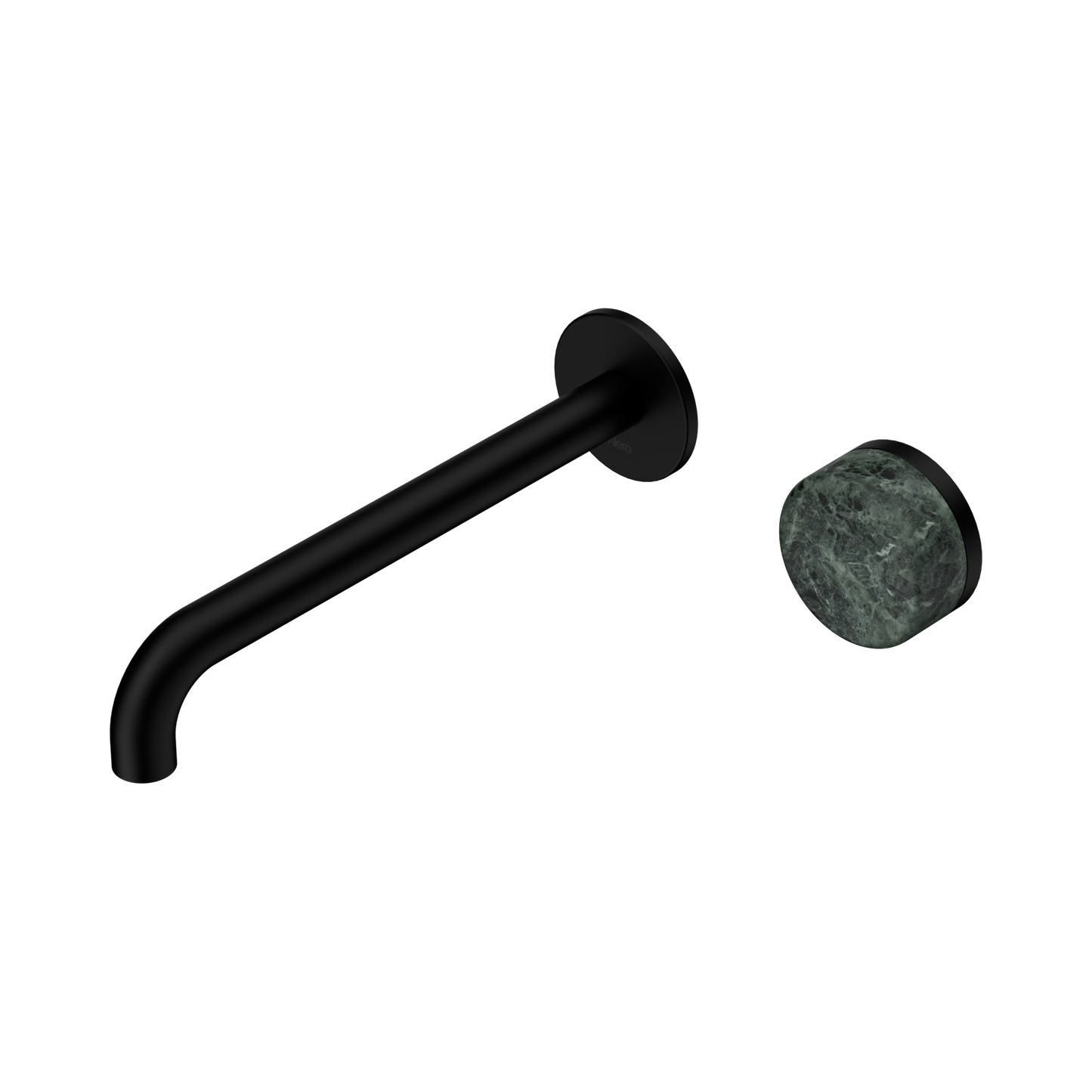 Serenity Progressive Wall Basin Mixer 220mm Spout With Verde Alpi Handle Matte Black