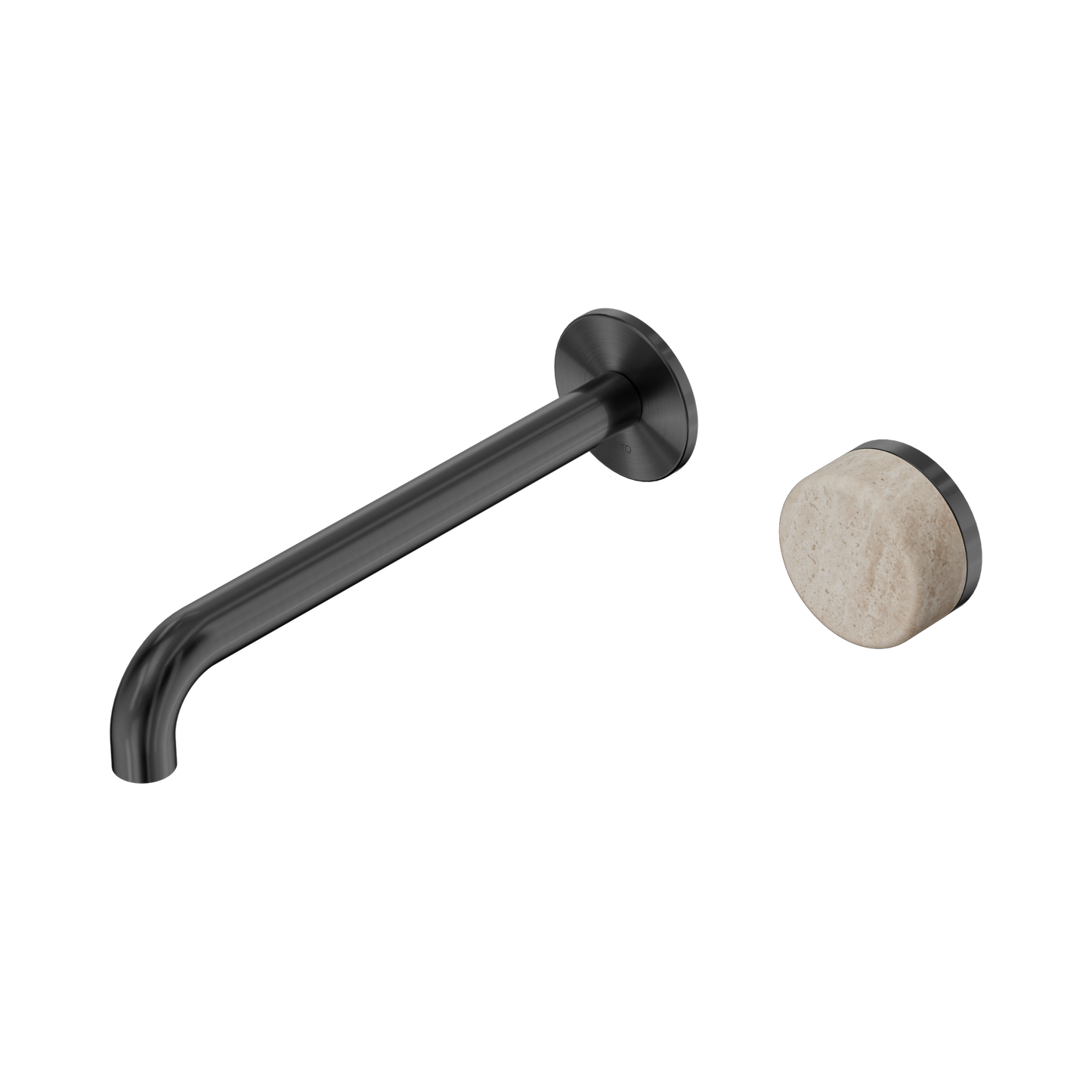 Serenity Progressive Wall Basin Mixer 220mm Spout With Rome Travertine Handle Gun Metal