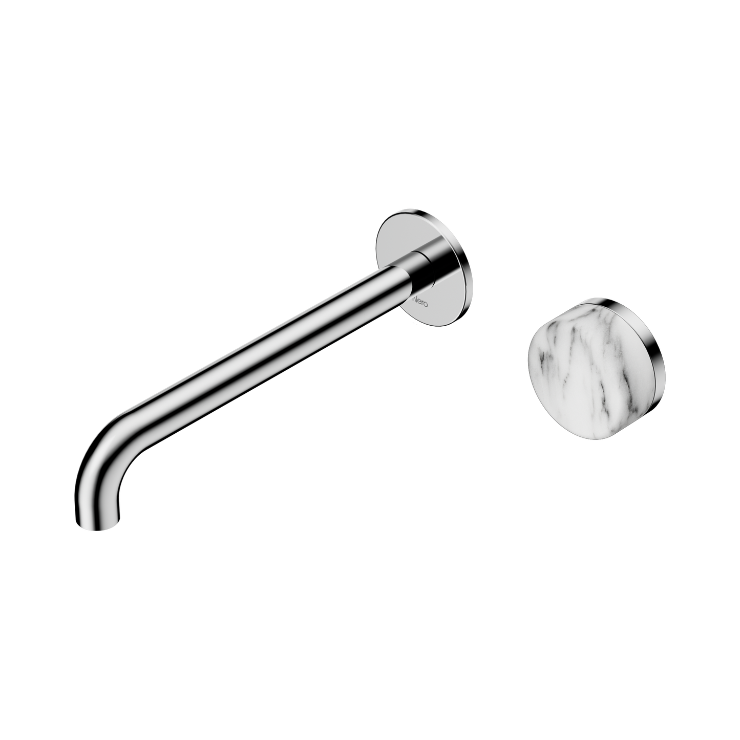 Serenity Progressive Wall Basin Mixer 220mm Spout With Arabescato Corchia Handle Chrome