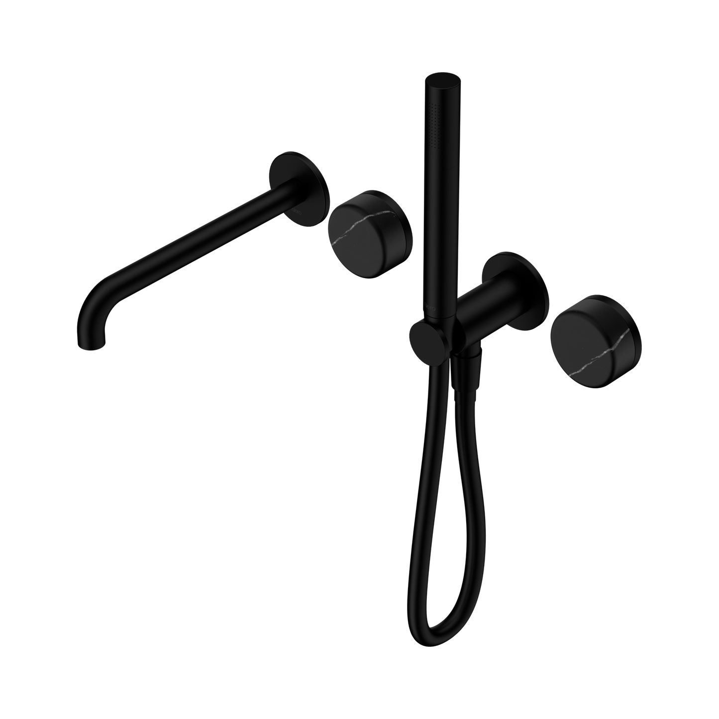 Serenity Progressive Shower System With Spout With Marquina Black Handle And Slim Shower Matte Black