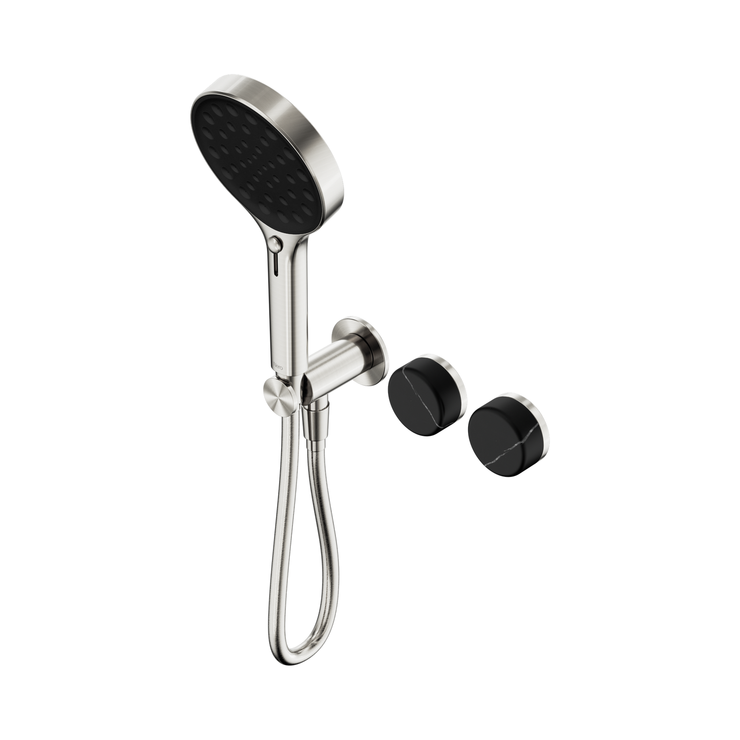 Serenity Progressive Shower System With Marquina Black Handle And Serenity Hand Shower Brushed Nickel