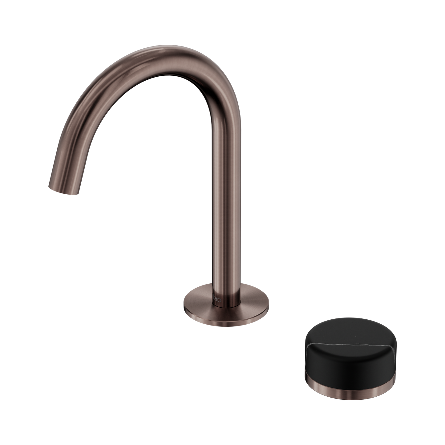 Serenity Progressive Basin Mixer Arc Spout With Marquina Black Handle Brushed Bronze