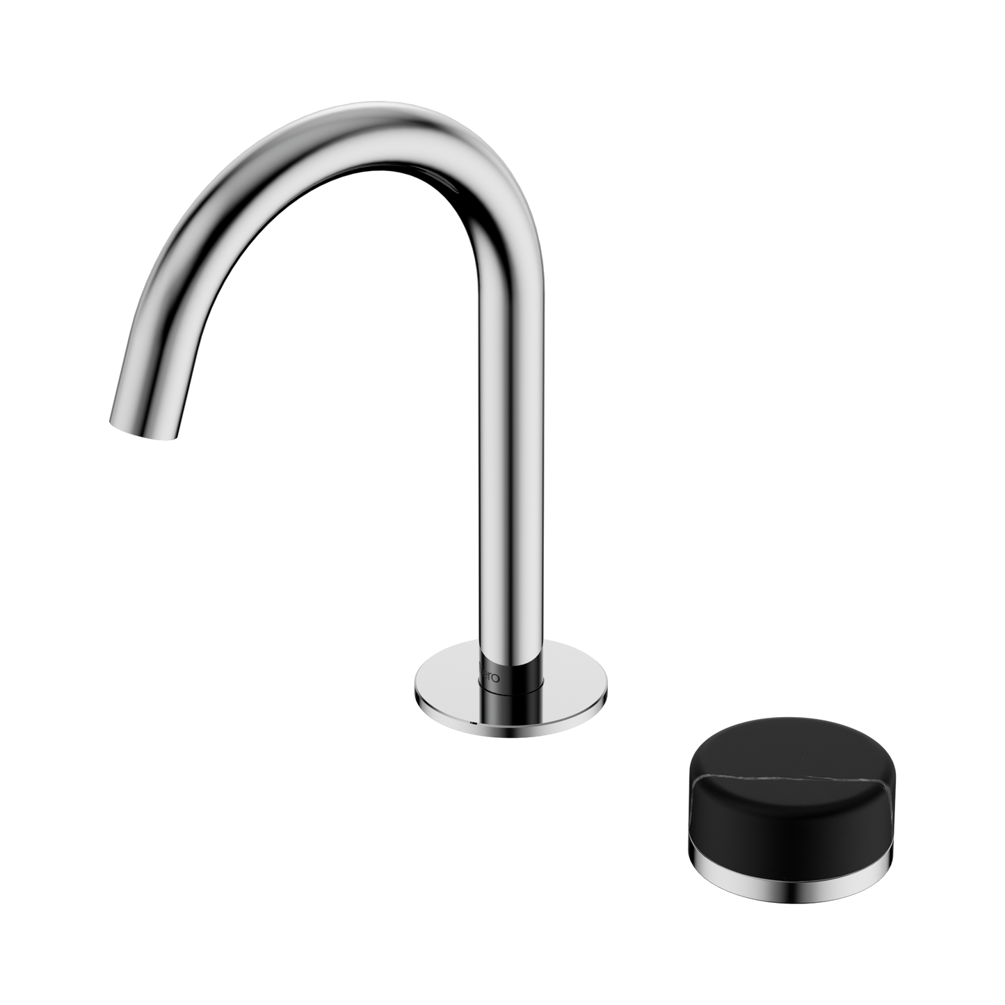 Serenity Progressive Basin Mixer Arc Spout With Marquina Black Handle Chrome