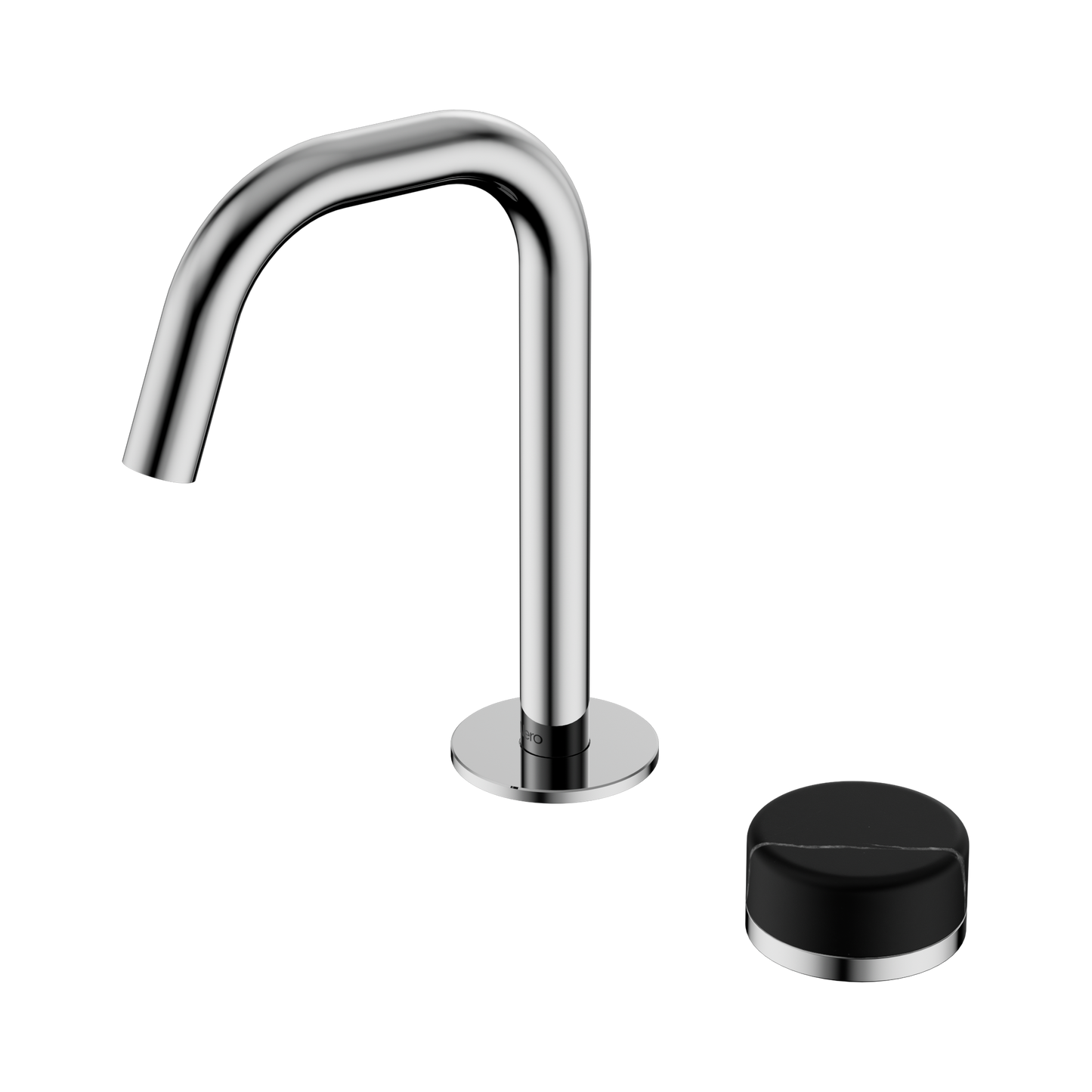 Serenity Progressive Basin Mixer Edge Spout With Marquina Black Handle Chrome