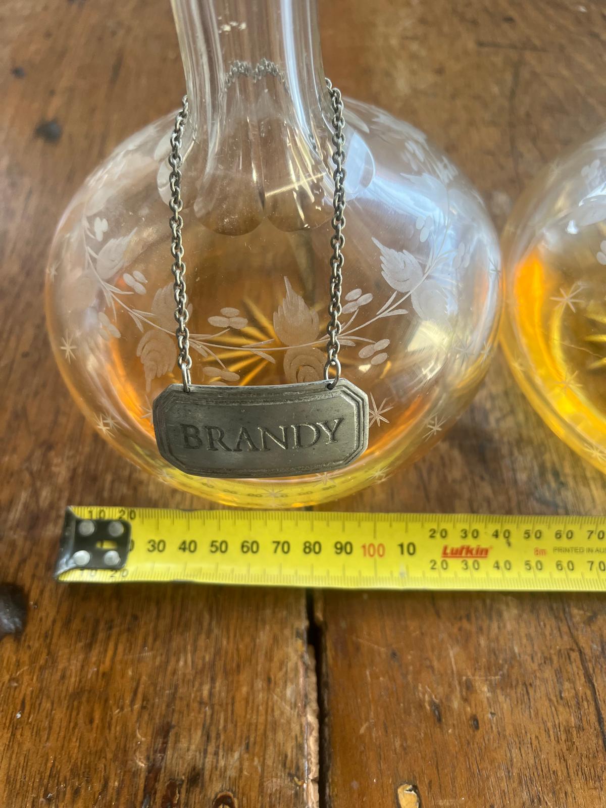 Antique Whiskey & Brandy Decanter - with Labels - Reno Spares