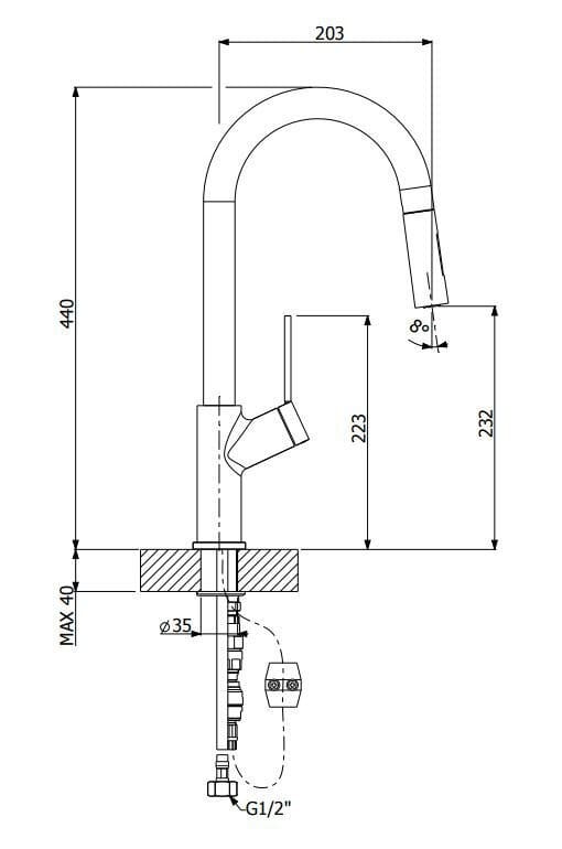 Oliveri Vilo Pull Out Spray Mixer Vt0426B - Reno Spares