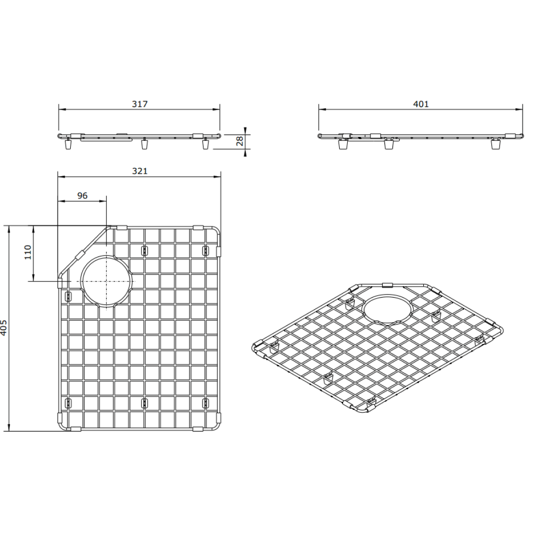 Turner Hastings Chester Right Hand Sink Grid