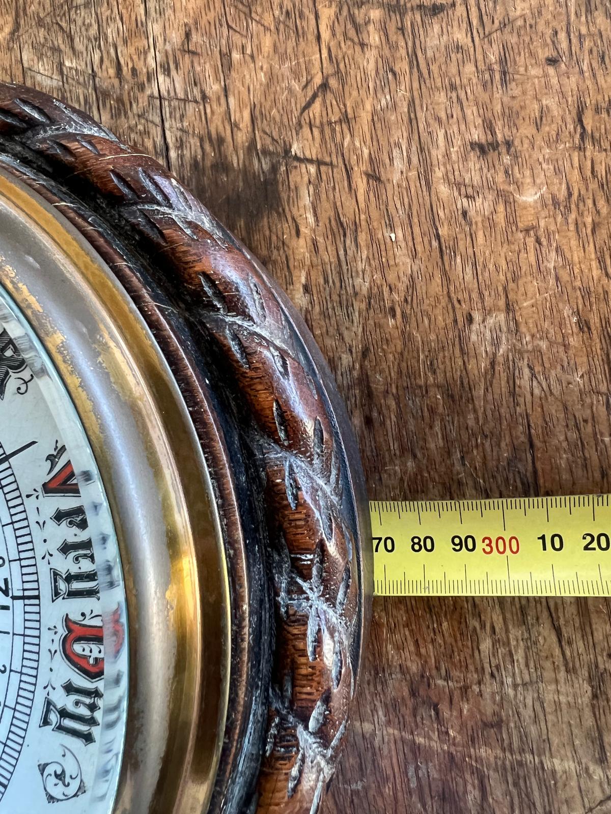 Antique Carved Rope Twist Barometer & Thermometer - Reno Spares