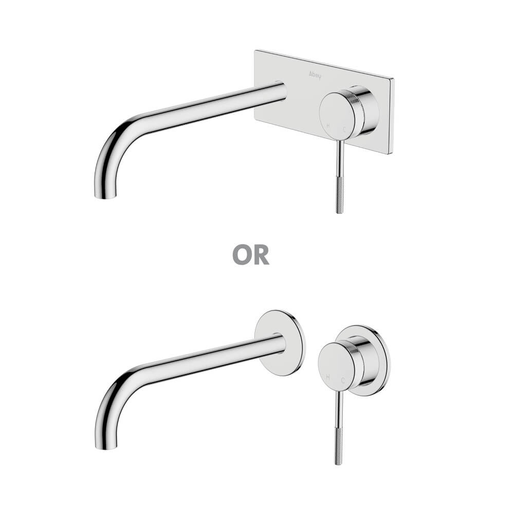 Poco Knurled Wall Basin/Bath Set 220mm Lead Free - Chrome