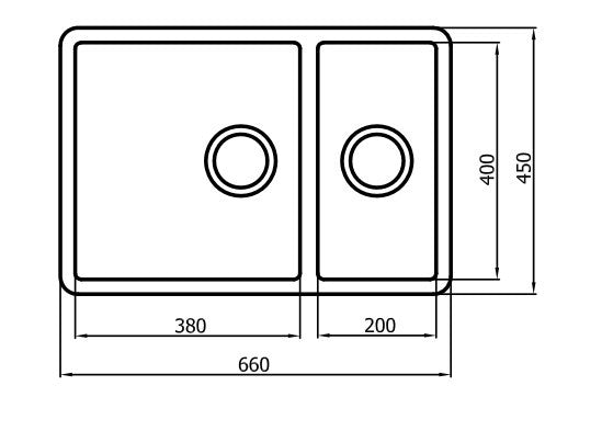 INSPIRE DOUBLE BOWL KITCHEN SINK 660MM
