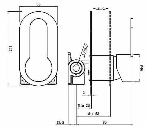 INSPIRE VOGH SHOWER WALL MIXER 125MM