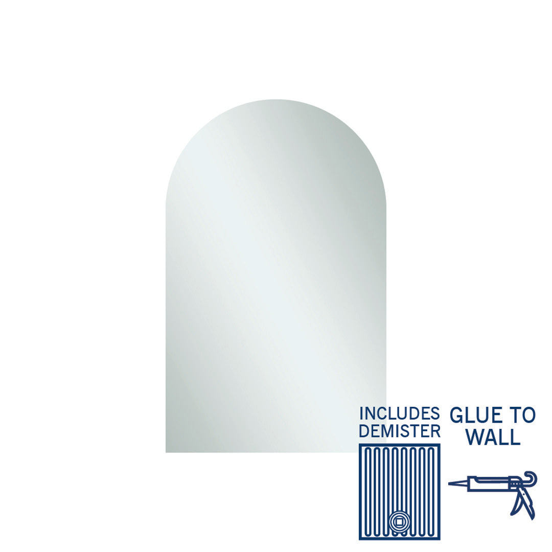 Thermogroup Aspen Polished Edge Arch Mirror 500x800mm Glue-to-Wall and Demister