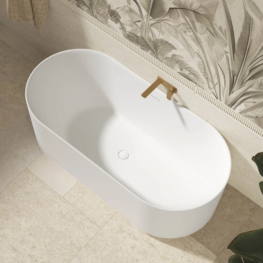 Otti Attica Celine 1500mm Freestanding Bath with Overflow Matte White