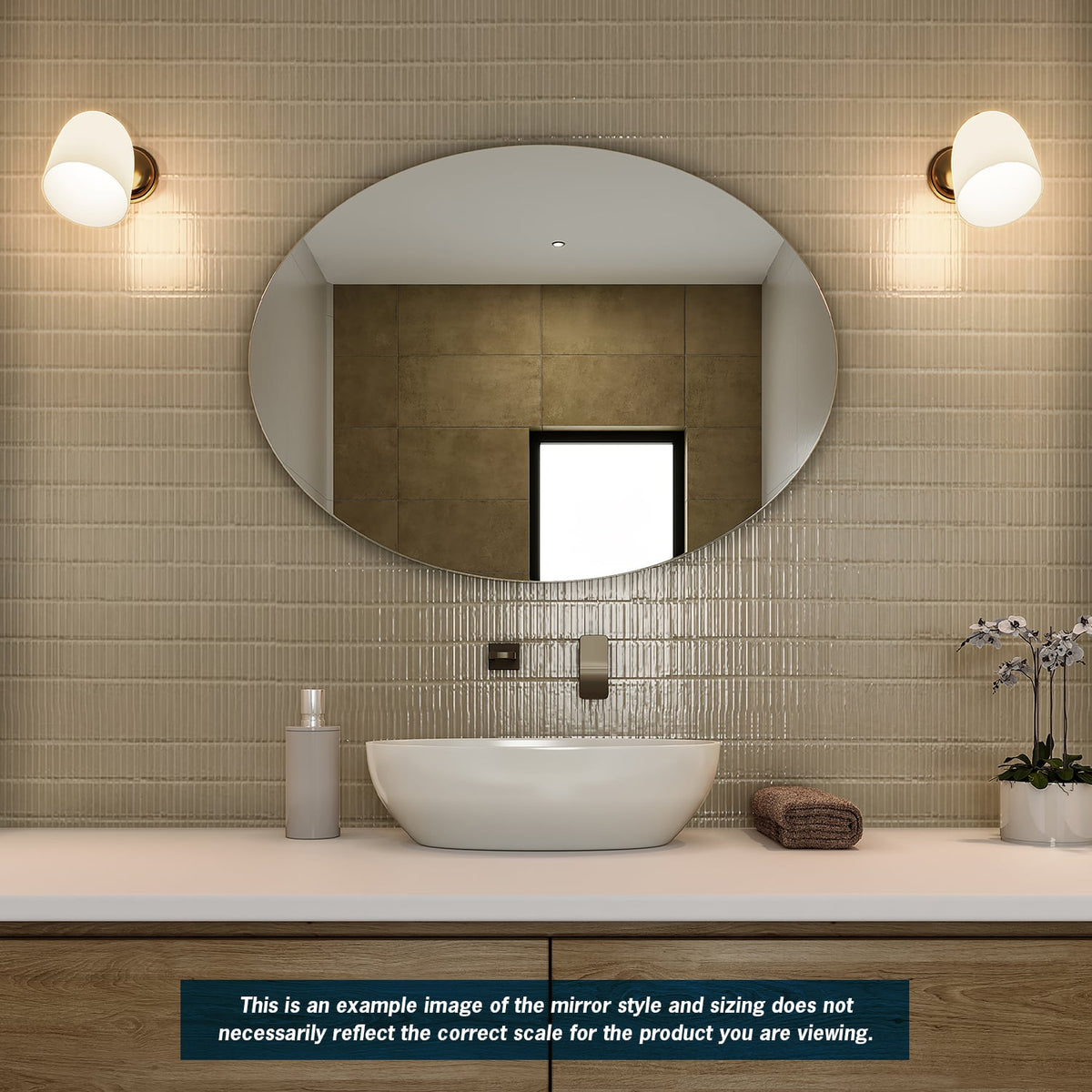 CO9075GTD Oval Polished Edge Mirror with Demister