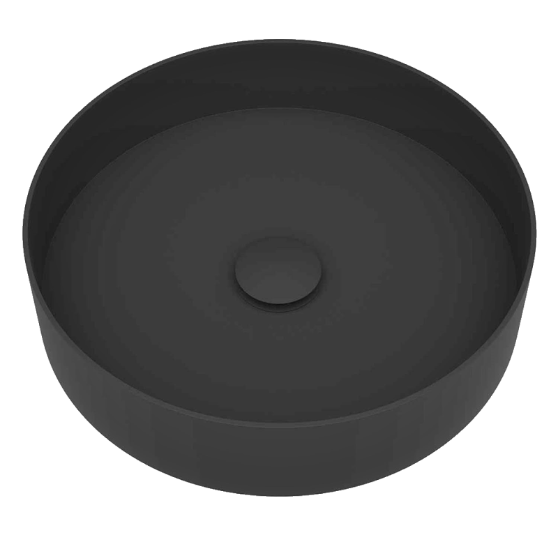 Round Stainless Steel Basin Matt Black