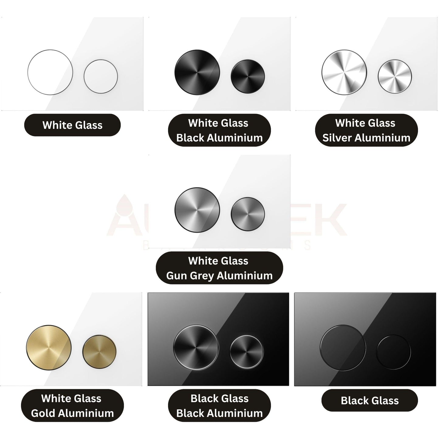 BELBAGNO GLASS IN WALL CIRCLE ALLOY BUTTON FLUSH PLATES 256MM ALUMINIUM