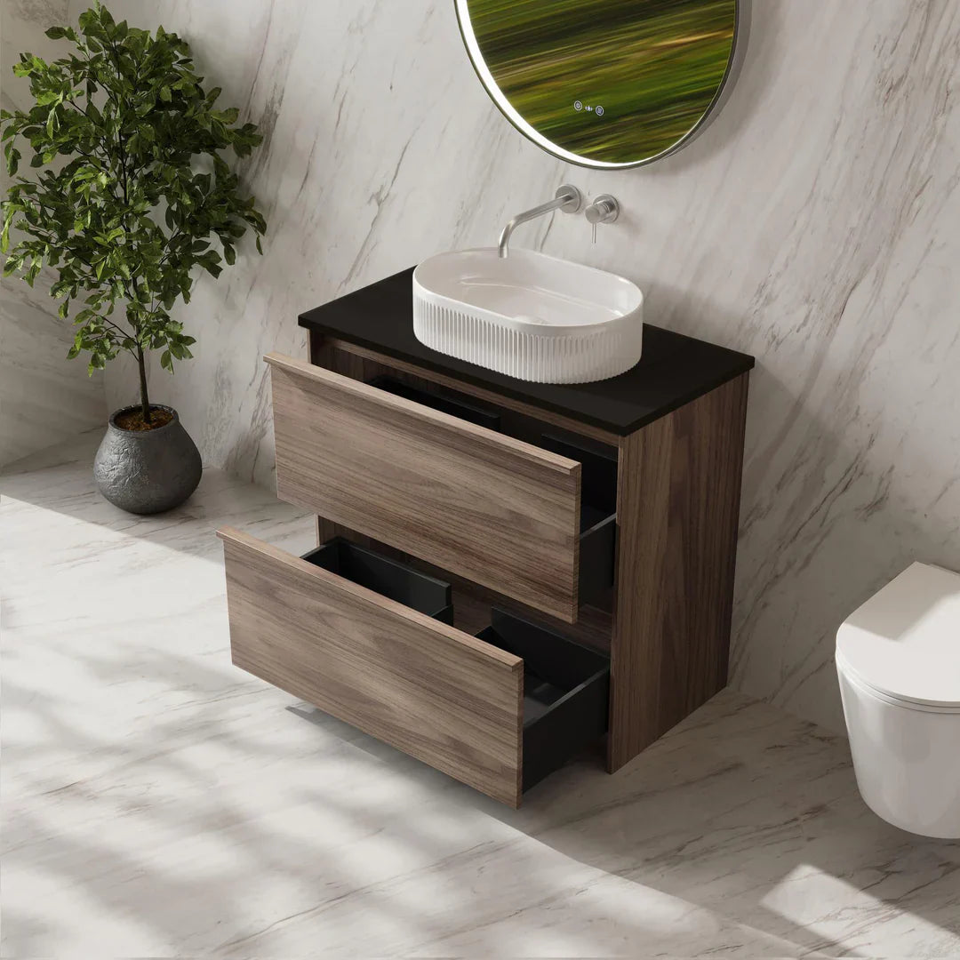Bella 900mm Freestanding Cabinet - Notaio Walnut - 900mm / Notaio Walnut Cabinet + Ceramic Top