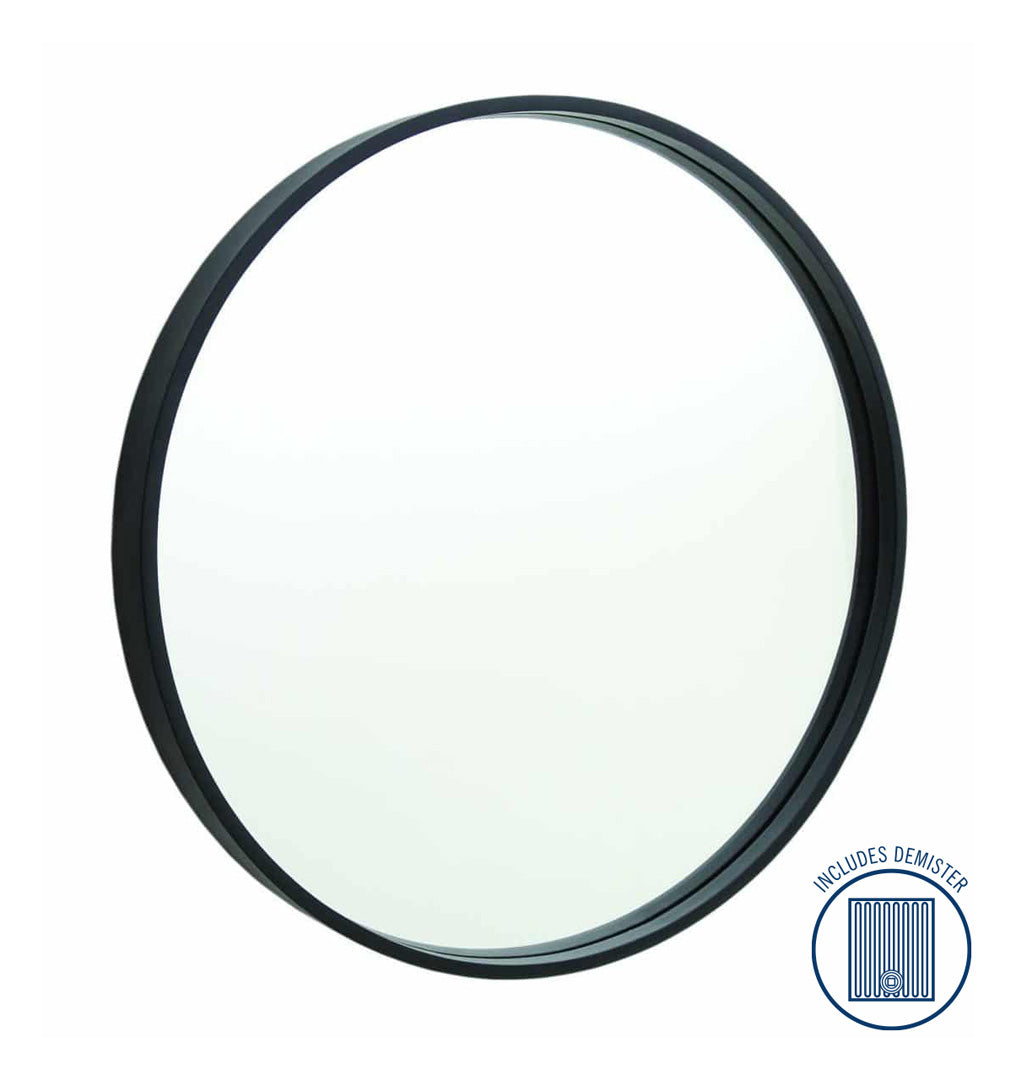 Thermogroup Contractor 600mm Diameter Round Black Frame Mirror with Demister